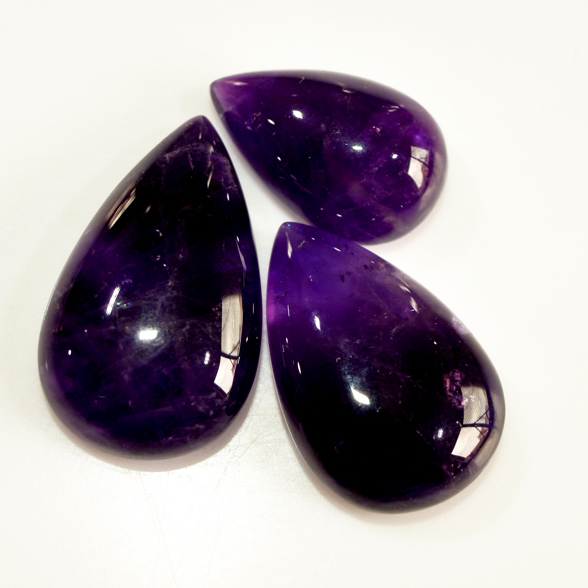 3 Pcs 126 Cts Natural Purple Amethyst Cabochon Loose Mixed Shapes Gemstone Lot For Pendants Handmade Jewelry Supplies 34x20 24x15mm 15713