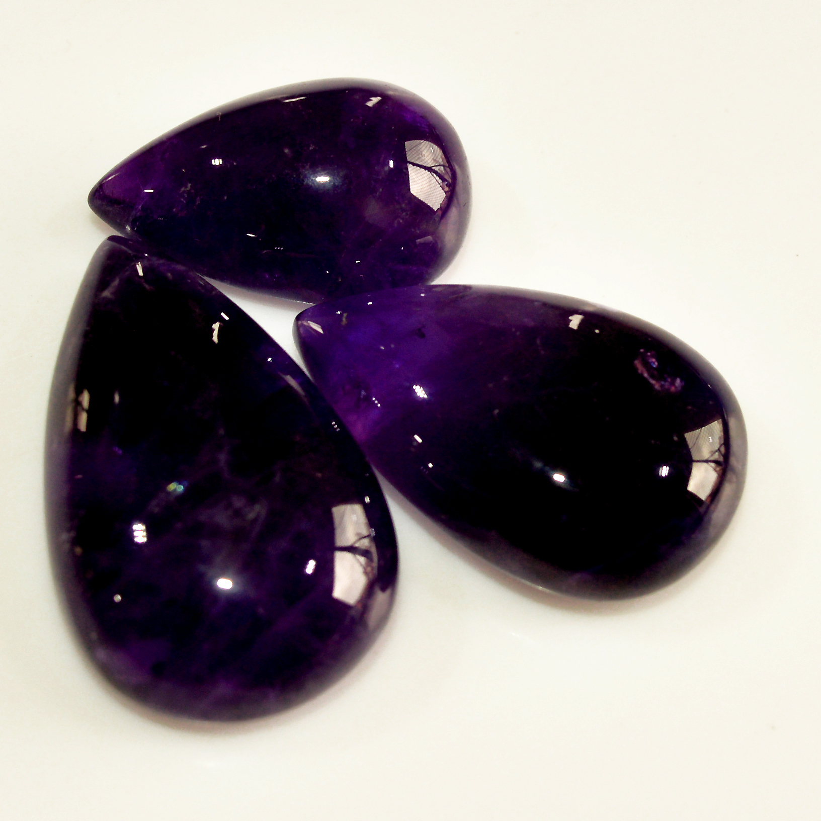 3 Pcs 126 Cts Natural Purple Amethyst Cabochon Loose Mixed Shapes Gemstone Lot For Pendants Handmade Jewelry Supplies 34x20 24x15mm 15713