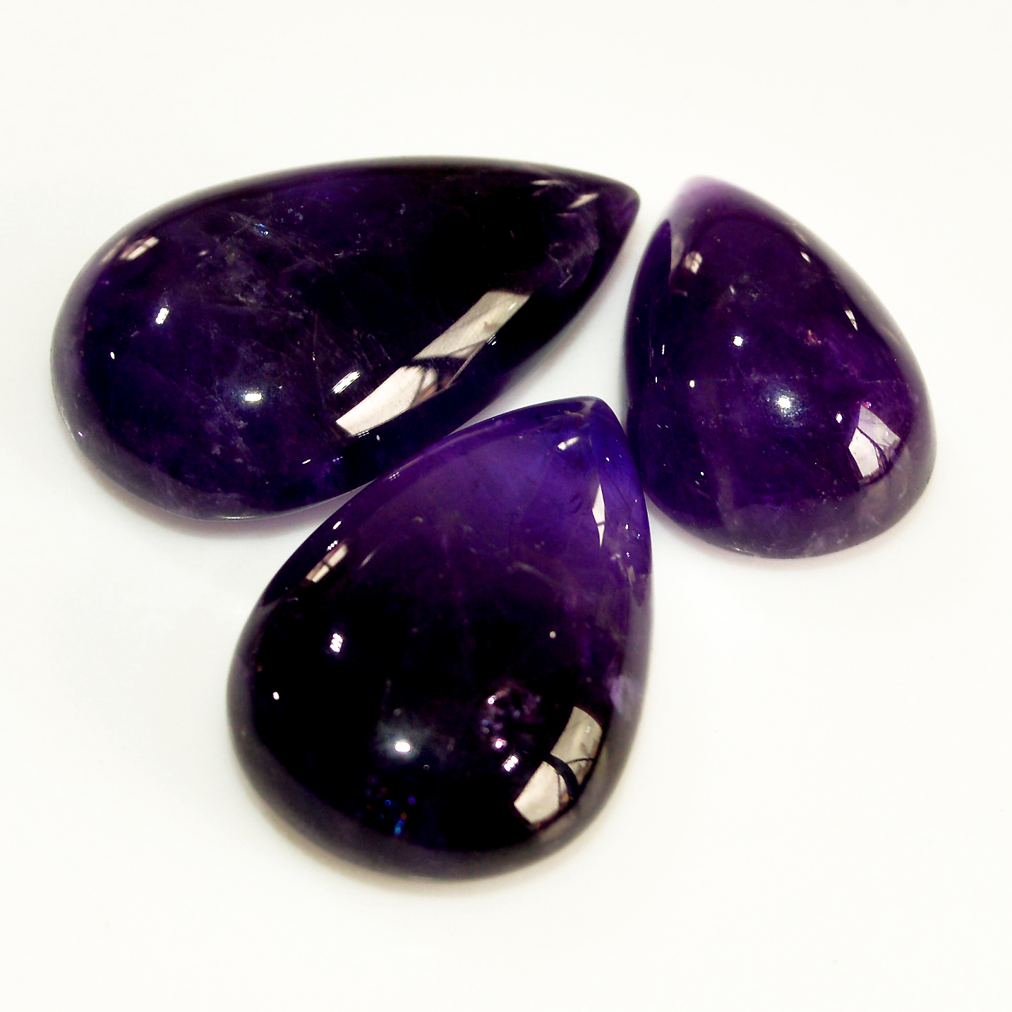 3 Pcs 126 Cts Natural Purple Amethyst Cabochon Loose Mixed Shapes Gemstone Lot For Pendants Handmade Jewelry Supplies 34x20 24x15mm 15713