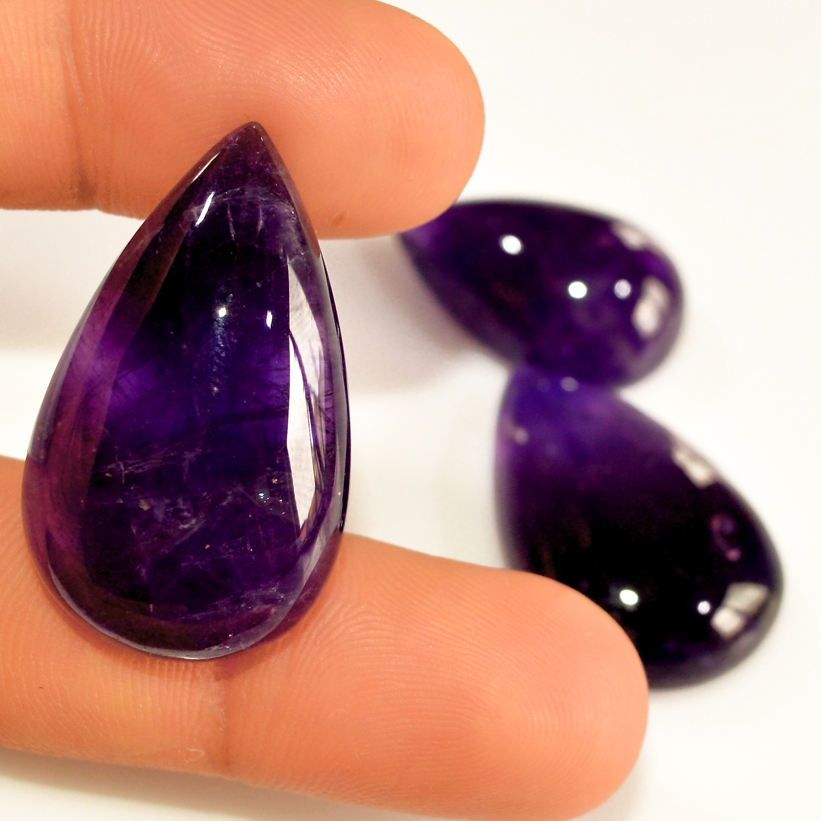 3 Pcs 126 Cts Natural Purple Amethyst Cabochon Loose Mixed Shapes Gemstone Lot For Pendants Handmade Jewelry Supplies 34x20 24x15mm 15713