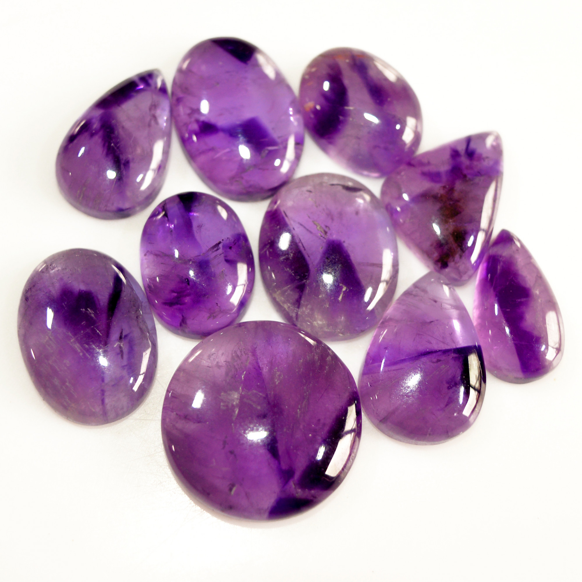 10 Pcs 160 Cts Natural Purple Amethyst Cabochon Loose Mixed Shapes Gemstone Lot For Pendants Handmade Jewelry Supplies 20x20 16x12mm 15714