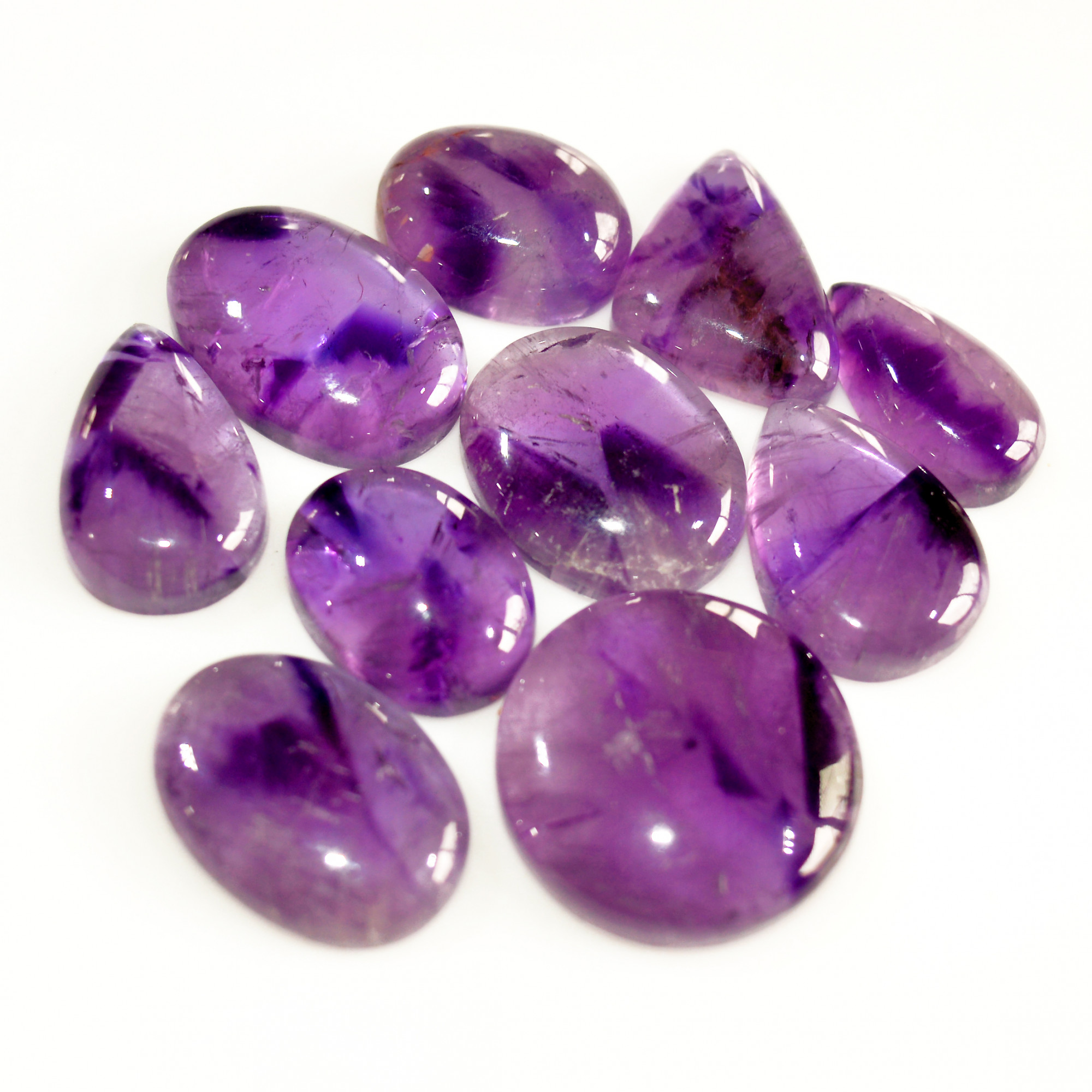 10 Pcs 160 Cts Natural Purple Amethyst Cabochon Loose Mixed Shapes Gemstone Lot For Pendants Handmade Jewelry Supplies 20x20 16x12mm 15714