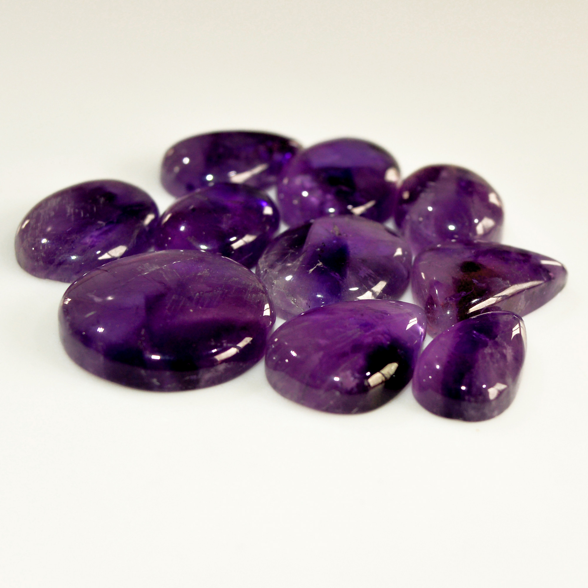 10 Pcs 160 Cts Natural Purple Amethyst Cabochon Loose Mixed Shapes Gemstone Lot For Pendants Handmade Jewelry Supplies 20x20 16x12mm 15714