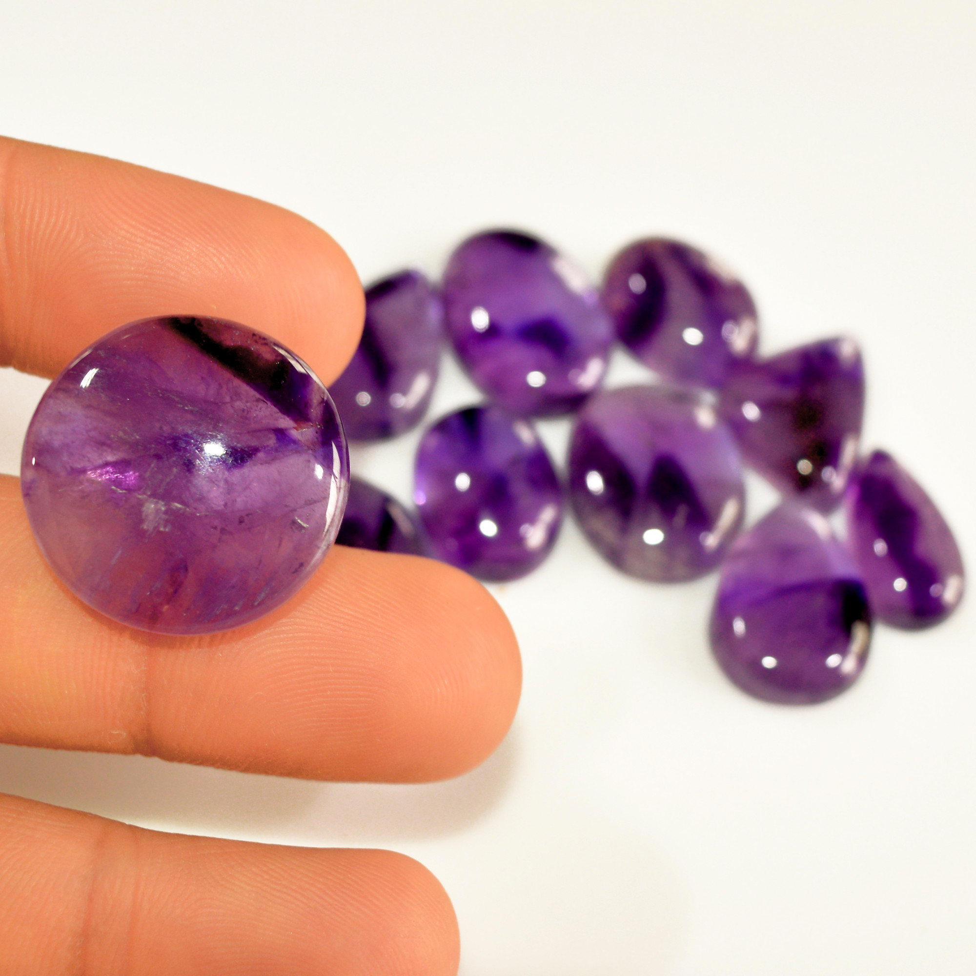 10 Pcs 160 Cts Natural Purple Amethyst Cabochon Loose Mixed Shapes Gemstone Lot For Pendants Handmade Jewelry Supplies 20x20 16x12mm 15714
