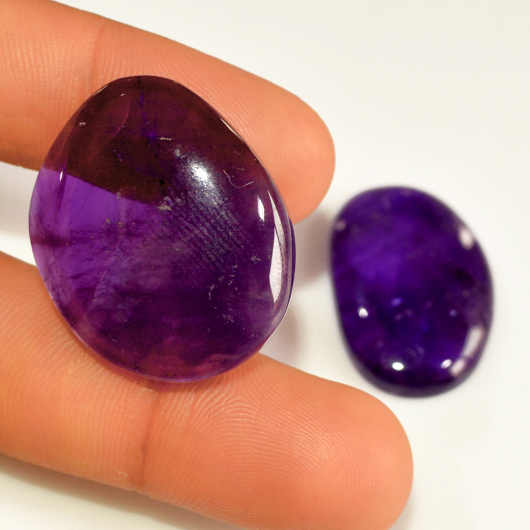 2 Pcs 88 Cts Natural Purple Amethyst Cabochon Loose Mixed Shapes Gemstone Lot For Pendants Handmade Jewelry Supplies 30x23 29x19mm 15715