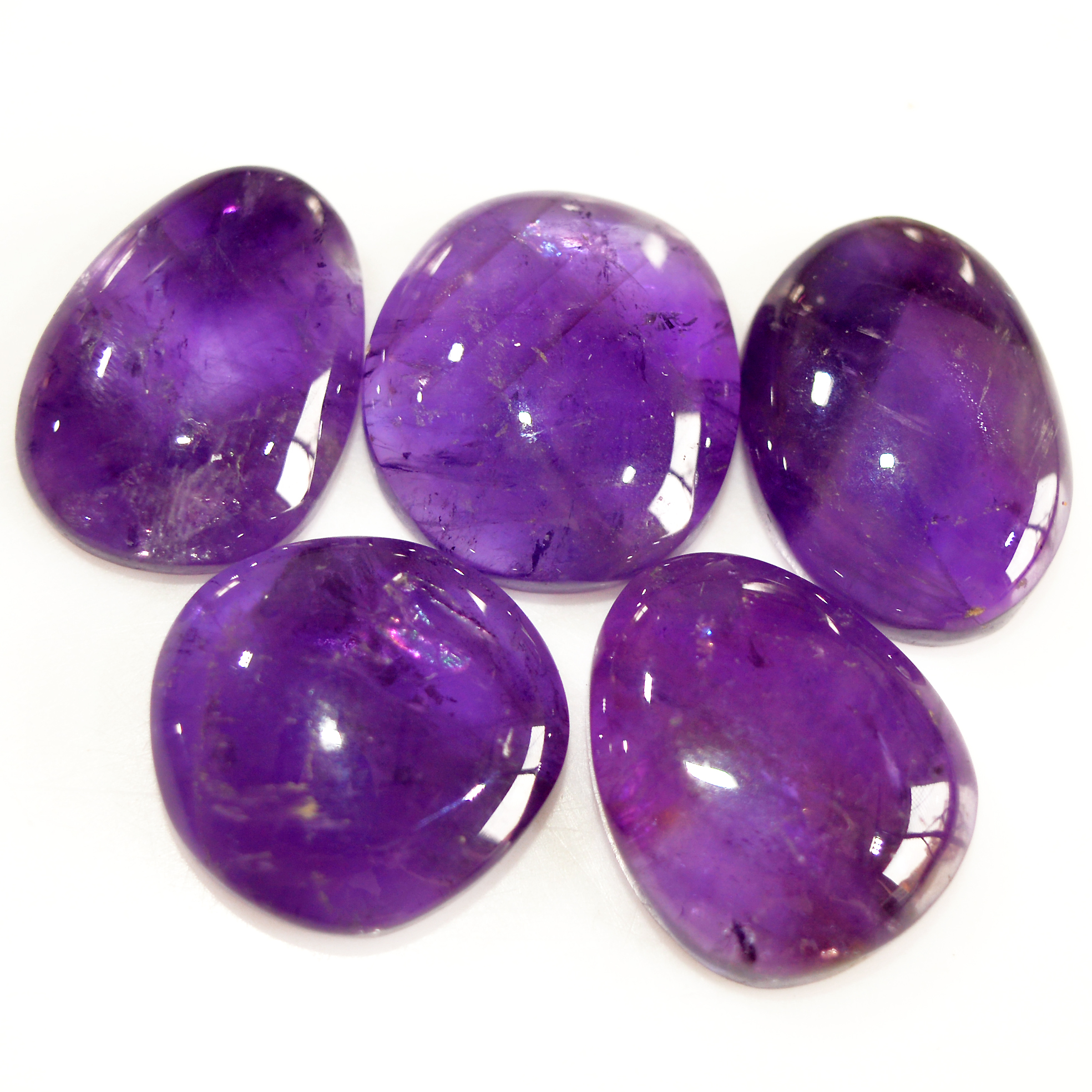 5 Pcs 86 Cts Natural Purple Amethyst Cabochon Loose Mixed Shapes Gemstone Lot For Pendants Handmade Jewelry Supplies 19x13 16x16mm 15716