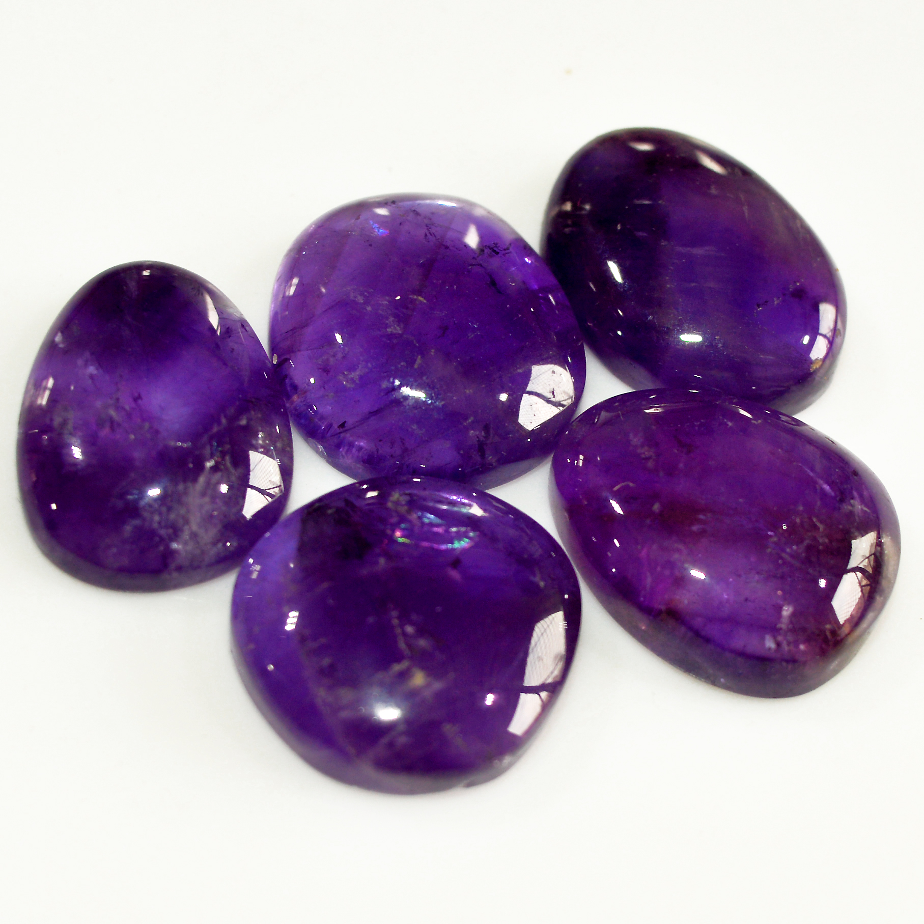 5 Pcs 86 Cts Natural Purple Amethyst Cabochon Loose Mixed Shapes Gemstone Lot For Pendants Handmade Jewelry Supplies 19x13 16x16mm R-15716