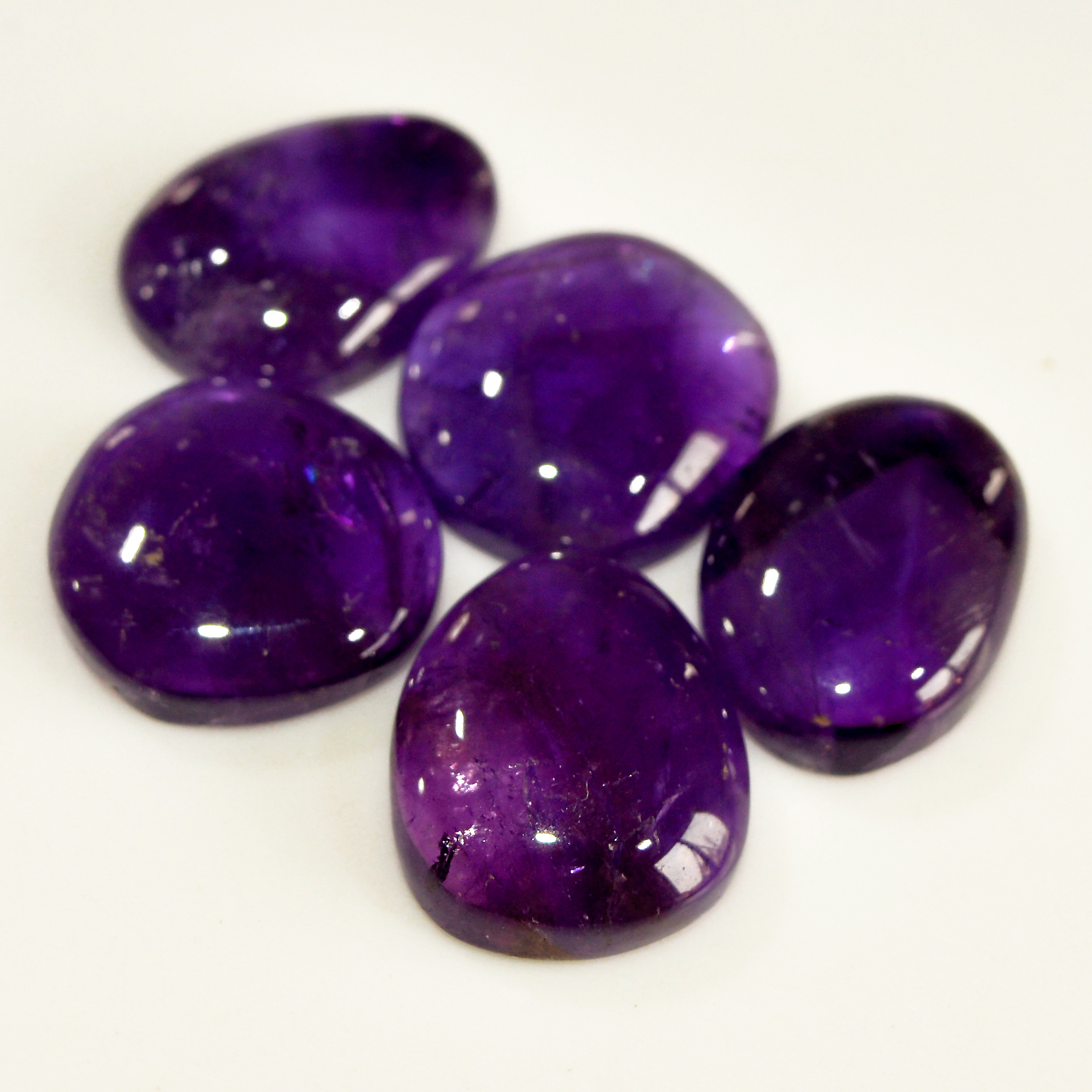 5 Pcs 86 Cts Natural Purple Amethyst Cabochon Loose Mixed Shapes Gemstone Lot For Pendants Handmade Jewelry Supplies 19x13 16x16mm 15716