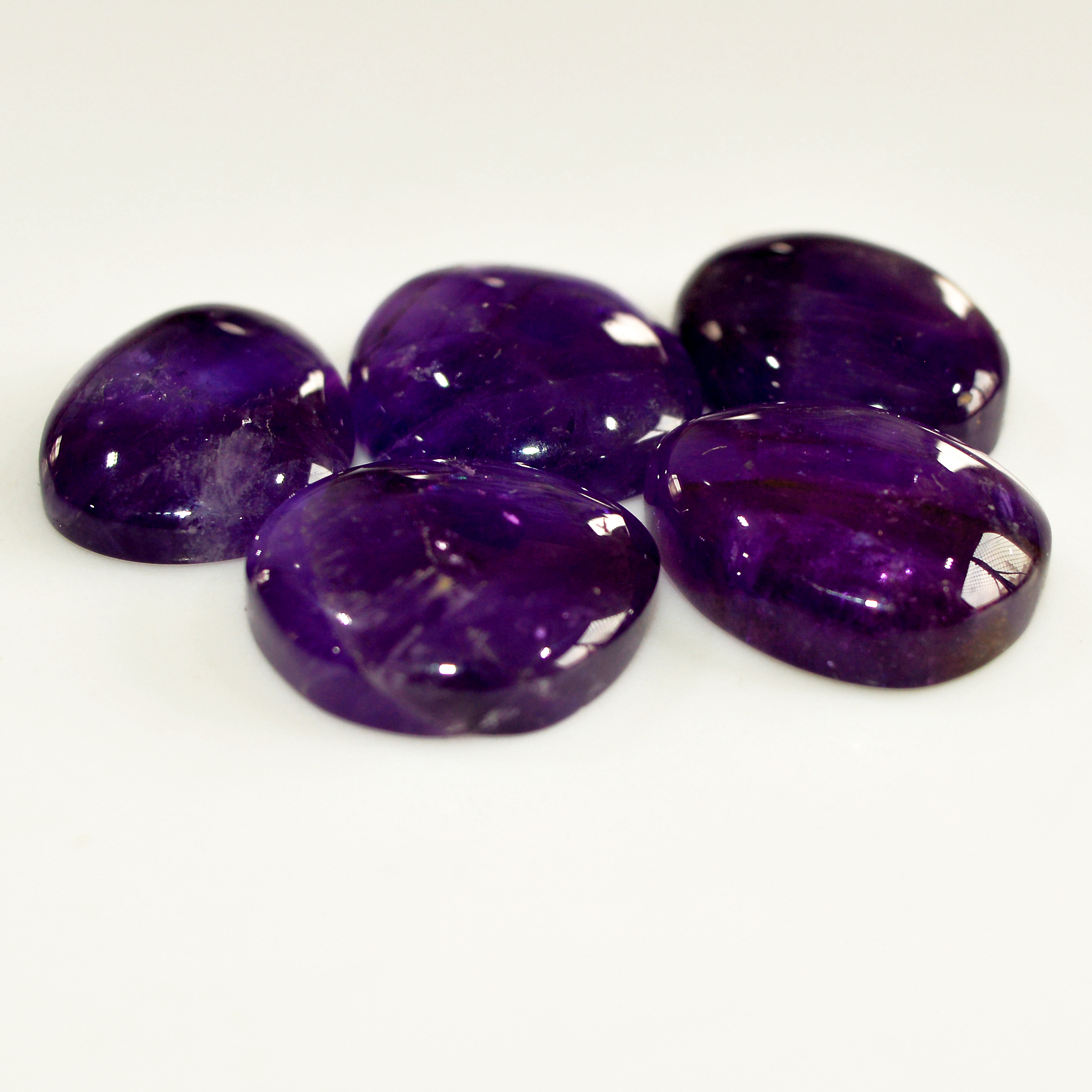 5 Pcs 86 Cts Natural Purple Amethyst Cabochon Loose Mixed Shapes Gemstone Lot For Pendants Handmade Jewelry Supplies 19x13 16x16mm 15716