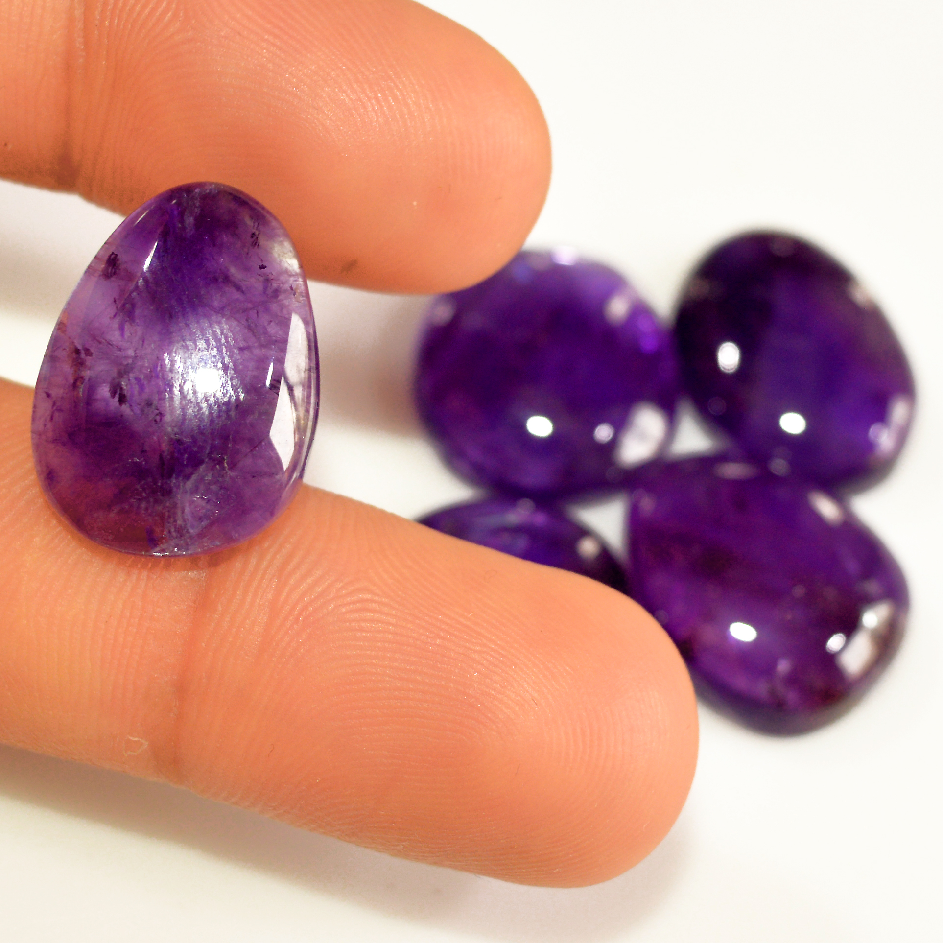 5 Pcs 86 Cts Natural Purple Amethyst Cabochon Loose Mixed Shapes Gemstone Lot For Pendants Handmade Jewelry Supplies 19x13 16x16mm R-15716