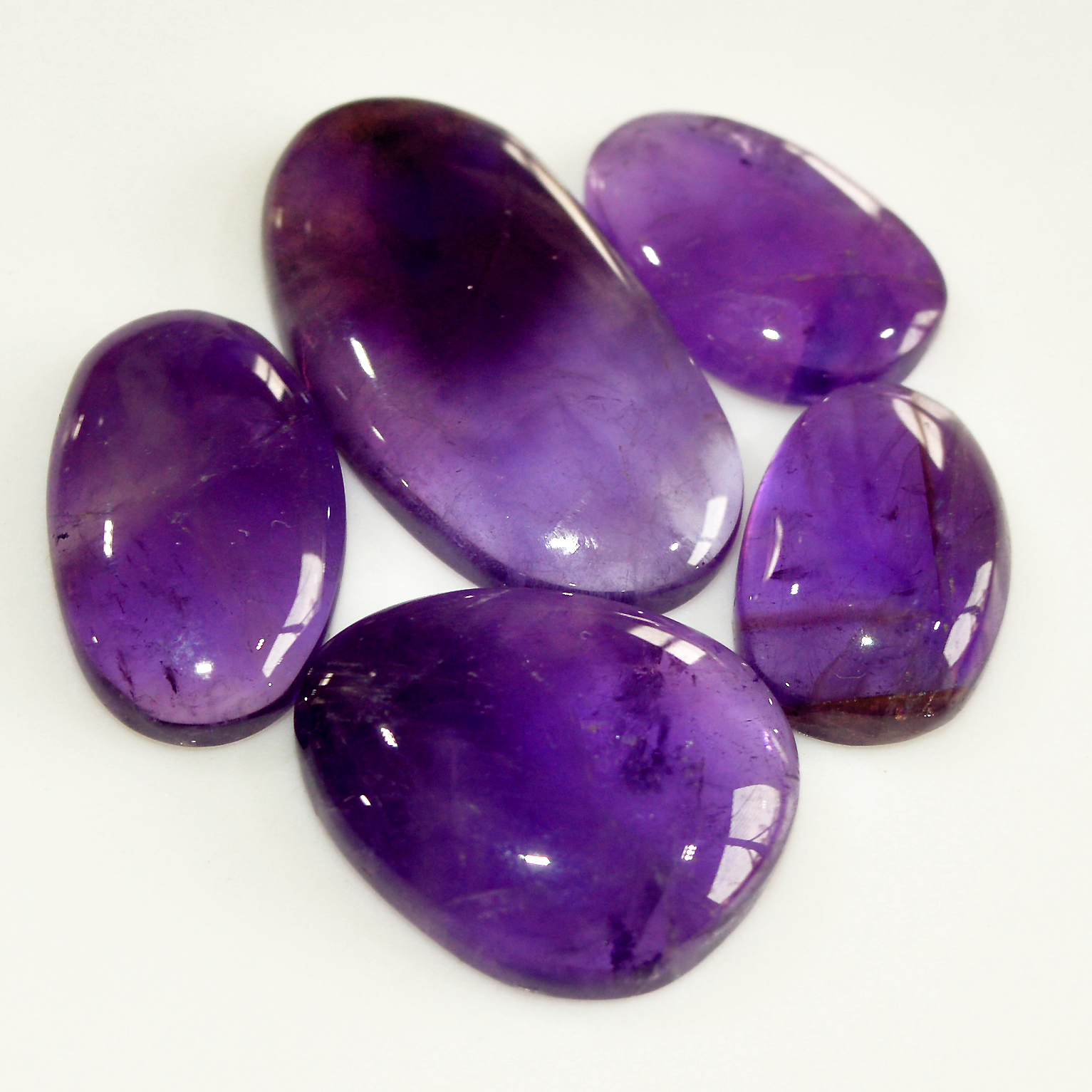 5 Pcs 78 Cts Natural Purple Amethyst Cabochon Loose Mixed Shapes Gemstone Lot For Pendants Handmade Jewelry Supplies 29x14 16x10mm 15717
