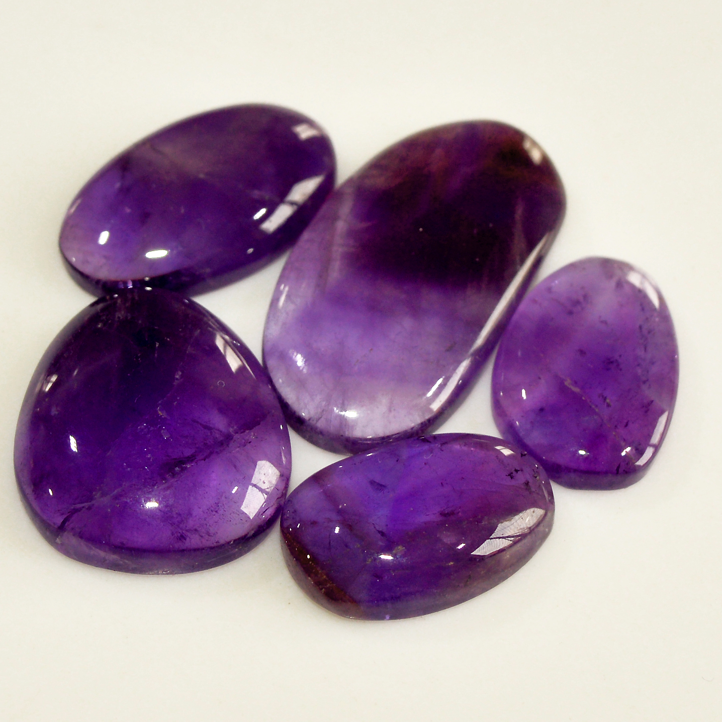 5 Pcs 78 Cts Natural Purple Amethyst Cabochon Loose Mixed Shapes Gemstone Lot For Pendants Handmade Jewelry Supplies 29x14 16x10mm 15717