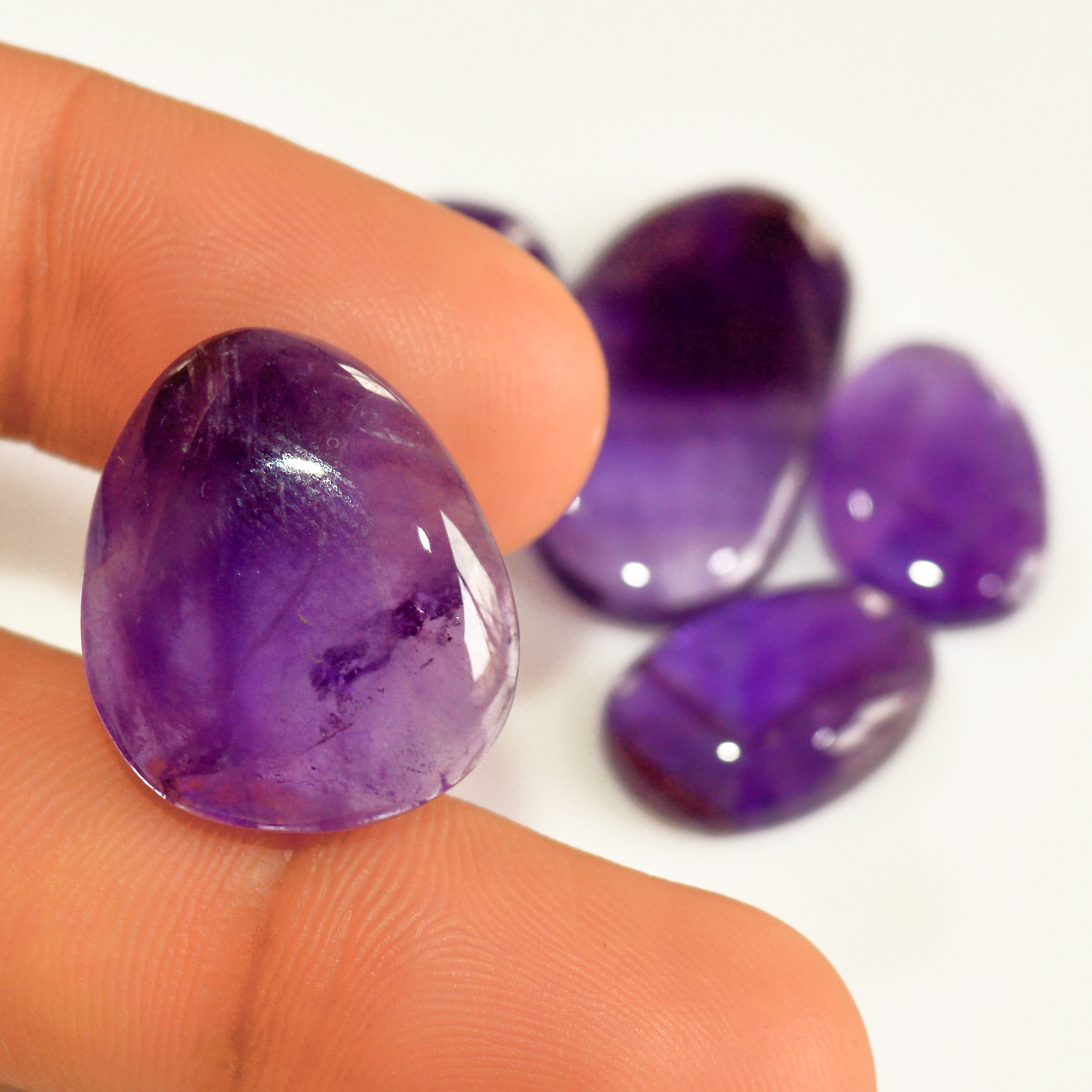 5 Pcs 78 Cts Natural Purple Amethyst Cabochon Loose Mixed Shapes Gemstone Lot For Pendants Handmade Jewelry Supplies 29x14 16x10mm 15717