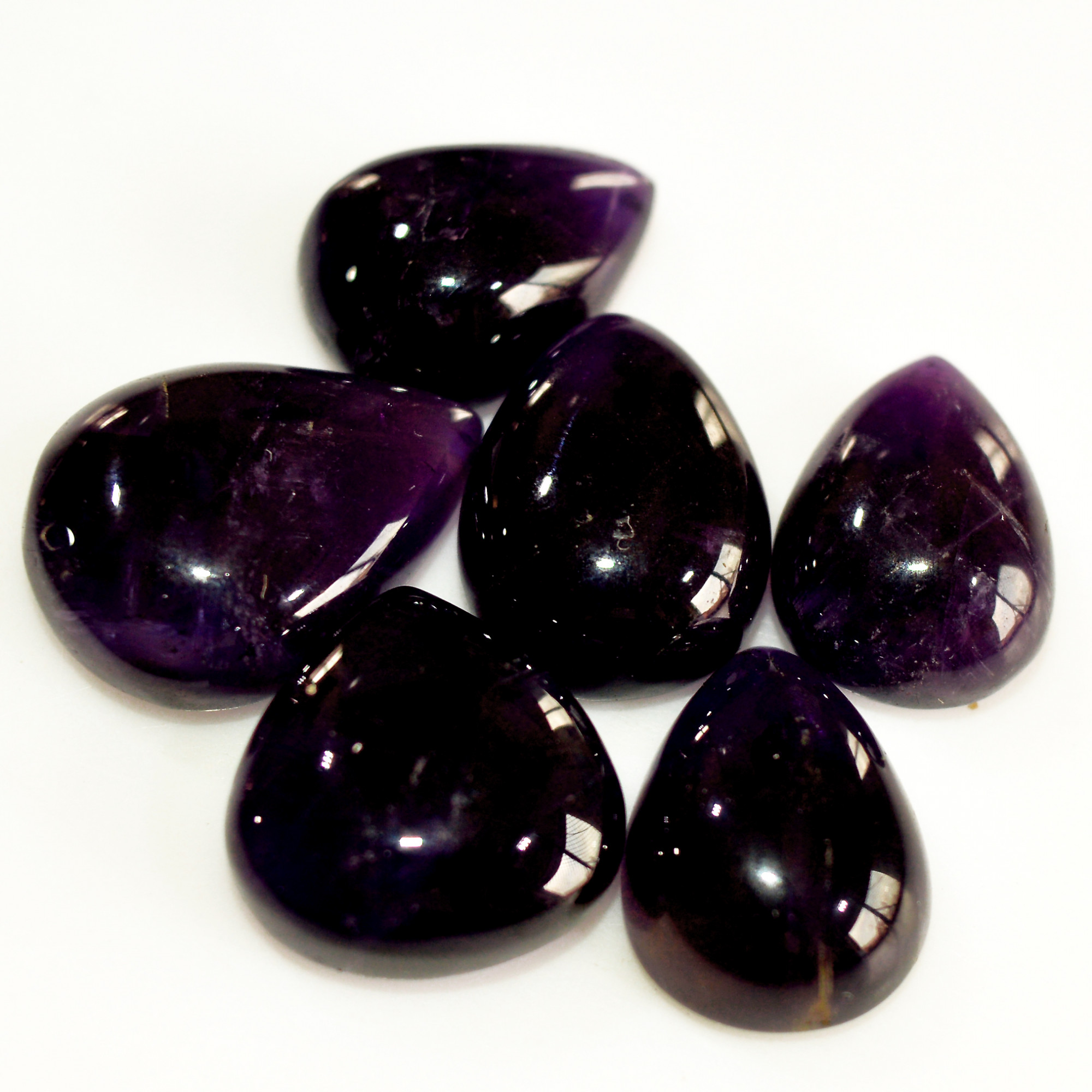 6 Pcs 59 Cts Natural Purple Amethyst Cabochon Loose Semi Precious Wholesale Lot Jewelry Making Wire Wrapping Pendant 17x12 13x10mm 15718