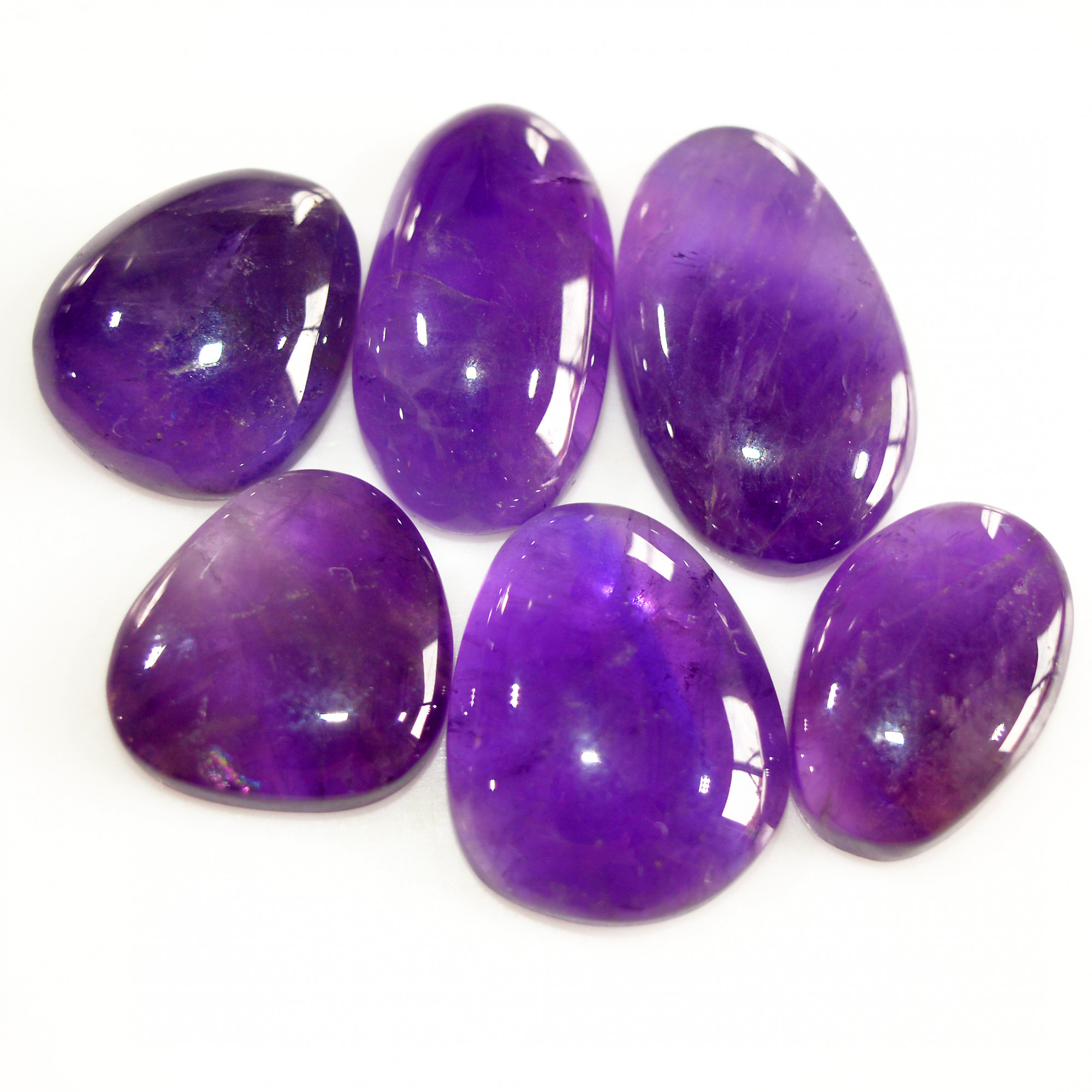 6 Pcs 100 Cts Natural Purple Amethyst Cabochon Loose Semi Precious Wholesale Lot Jewelry Making Wire Wrapping Pendant 24x14 17x15mm R-15719