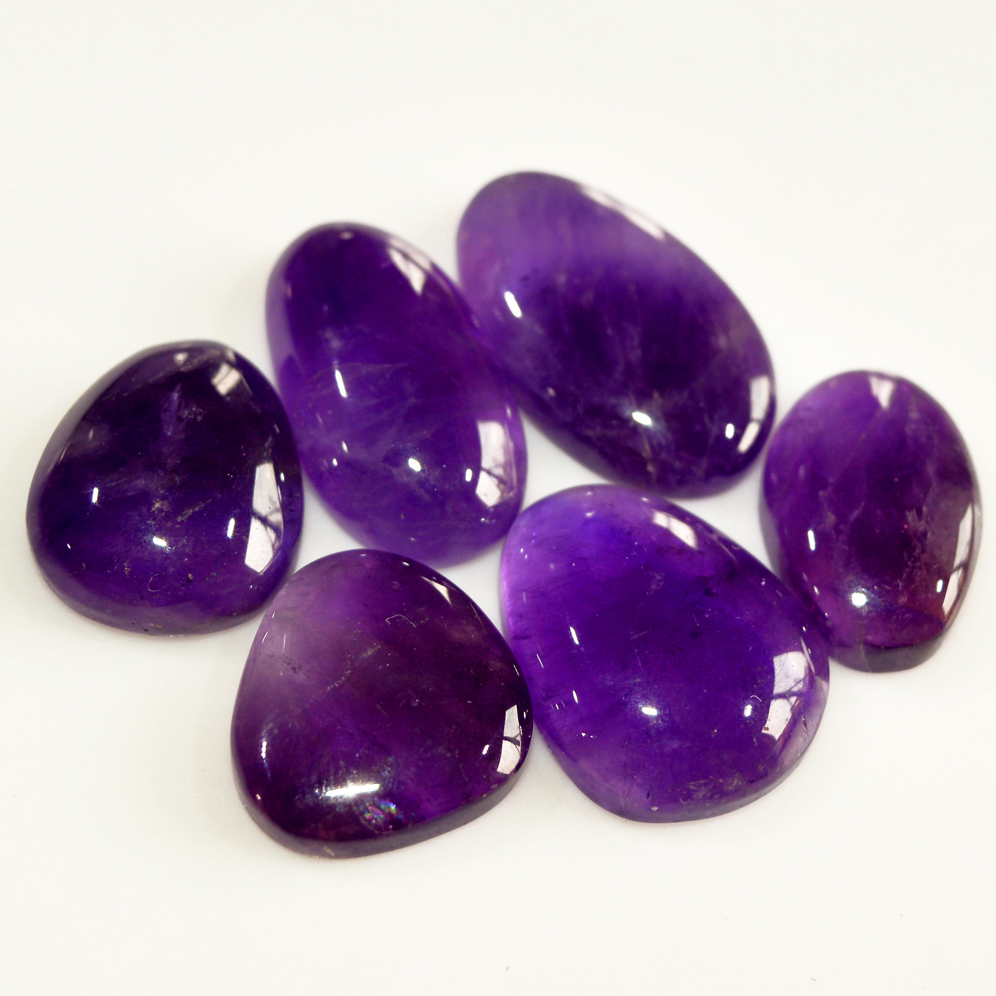 6 Pcs 100 Cts Natural Purple Amethyst Cabochon Loose Semi Precious Wholesale Lot Jewelry Making Wire Wrapping Pendant 24x14 17x15mm 15719