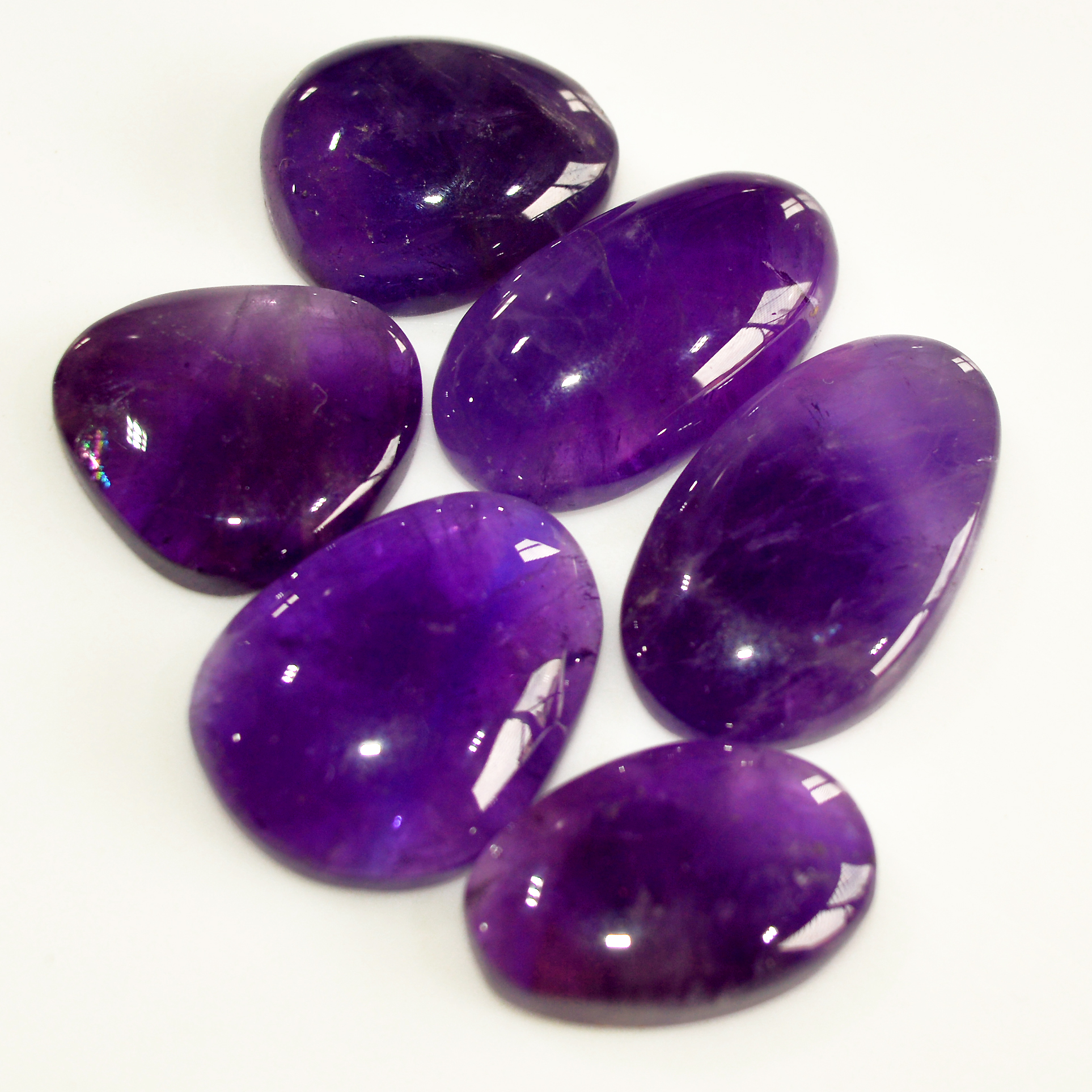 6 Pcs 100 Cts Natural Purple Amethyst Cabochon Loose Semi Precious Wholesale Lot Jewelry Making Wire Wrapping Pendant 24x14 17x15mm R-15719