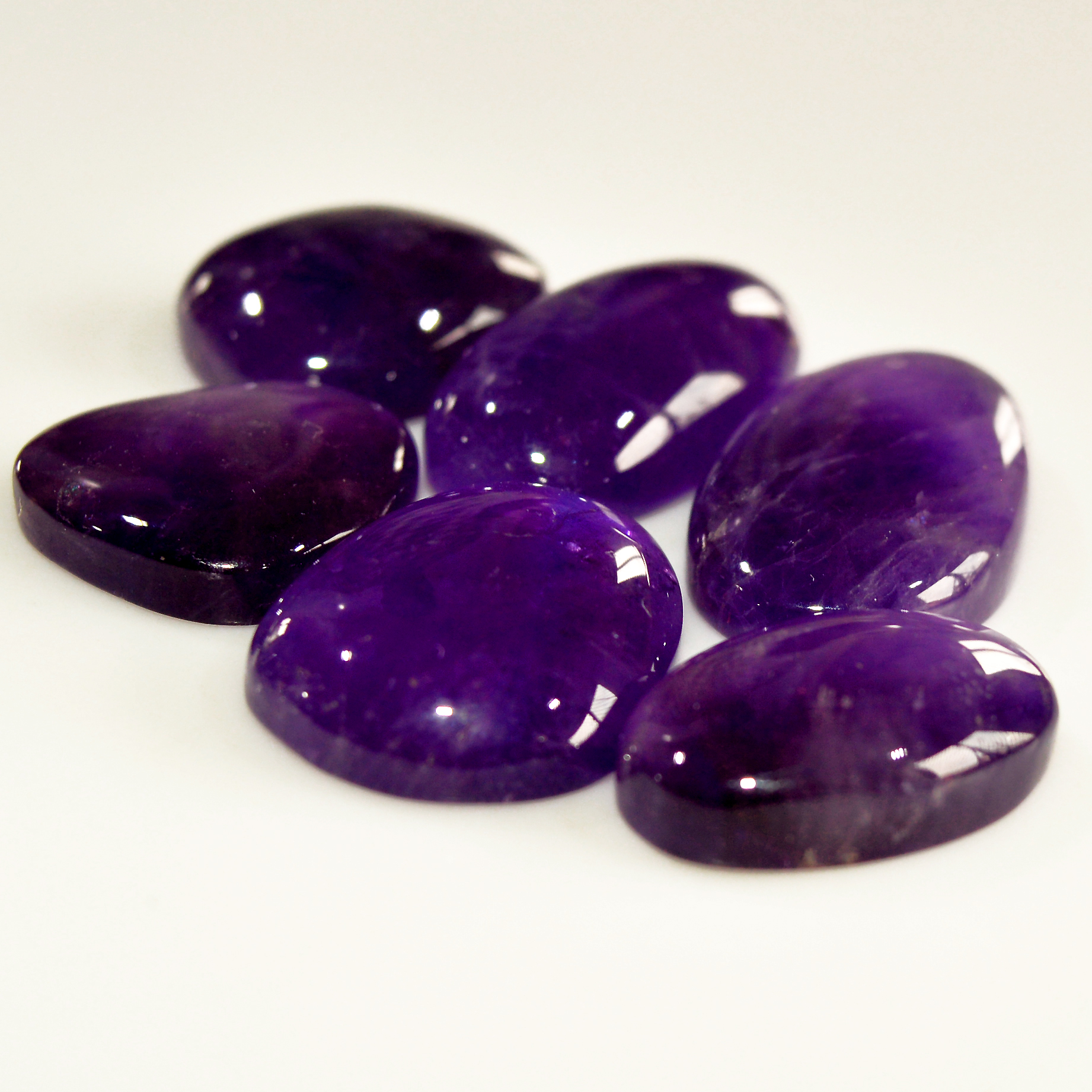 6 Pcs 100 Cts Natural Purple Amethyst Cabochon Loose Semi Precious Wholesale Lot Jewelry Making Wire Wrapping Pendant 24x14 17x15mm R-15719