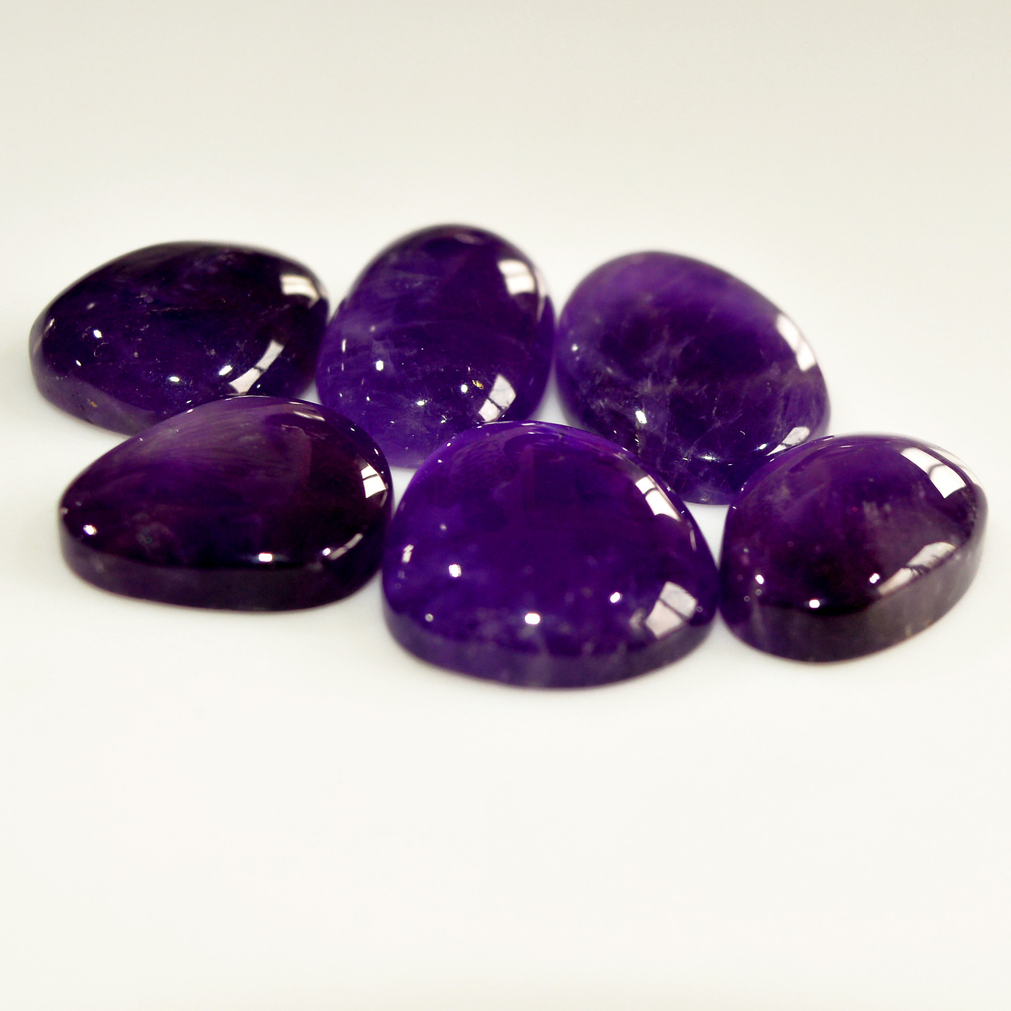 6 Pcs 100 Cts Natural Purple Amethyst Cabochon Loose Semi Precious Wholesale Lot Jewelry Making Wire Wrapping Pendant 24x14 17x15mm R-15719