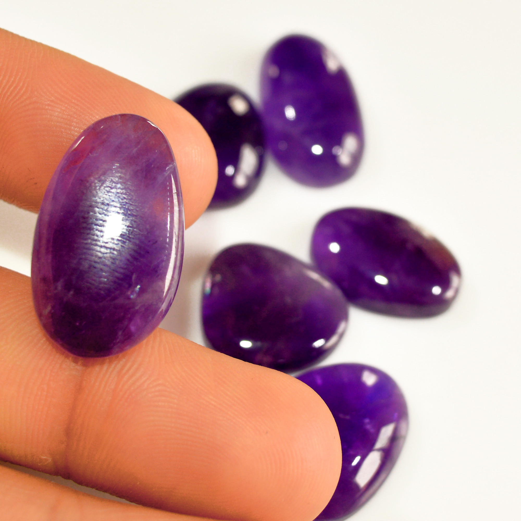 6 Pcs 100 Cts Natural Purple Amethyst Cabochon Loose Semi Precious Wholesale Lot Jewelry Making Wire Wrapping Pendant 24x14 17x15mm R-15719