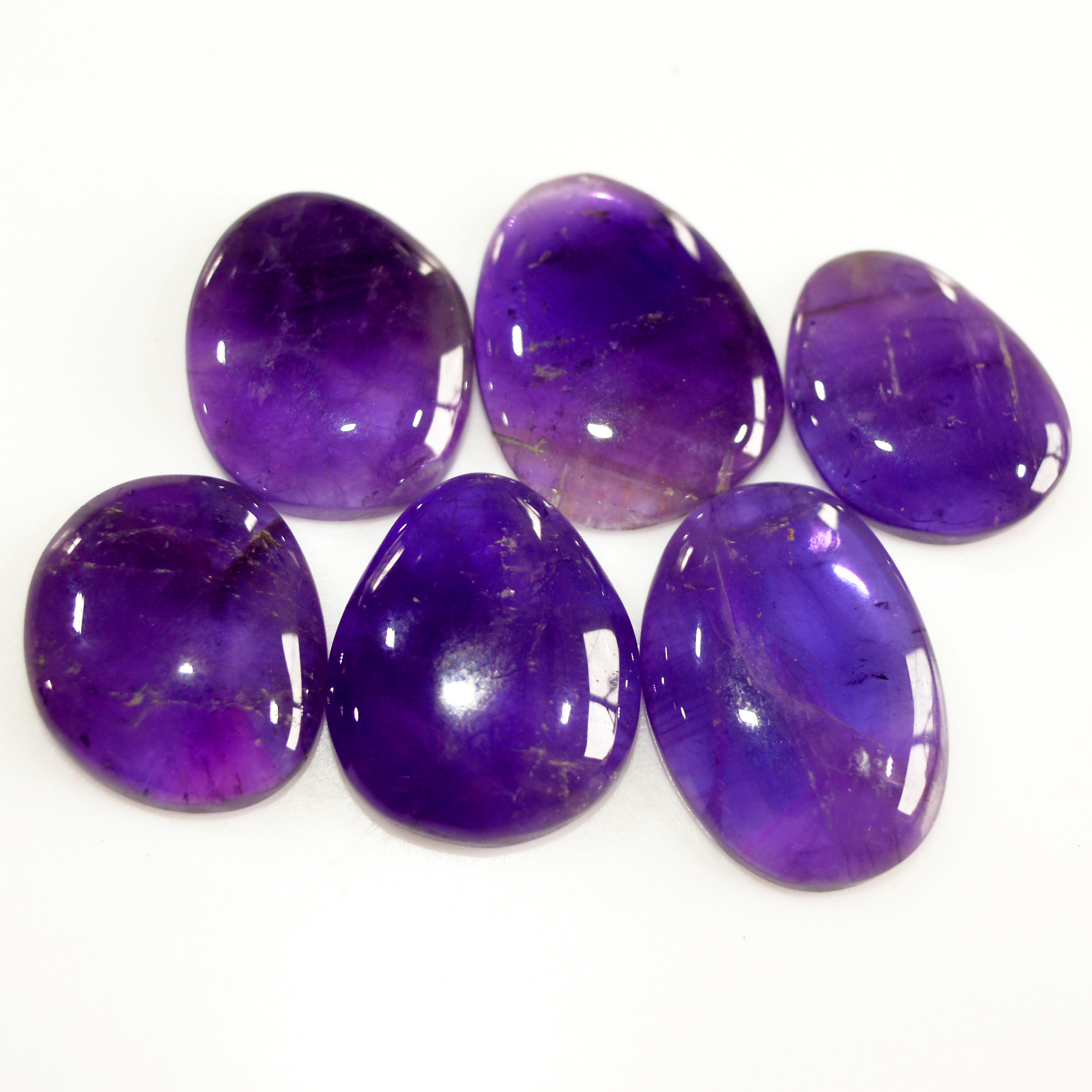 6 Pcs 154 Cts Natural Purple Amethyst Cabochon Loose Semi Precious Wholesale Lot Jewelry Making Wire Wrapping Pendant 22x15 18x14mm 15720