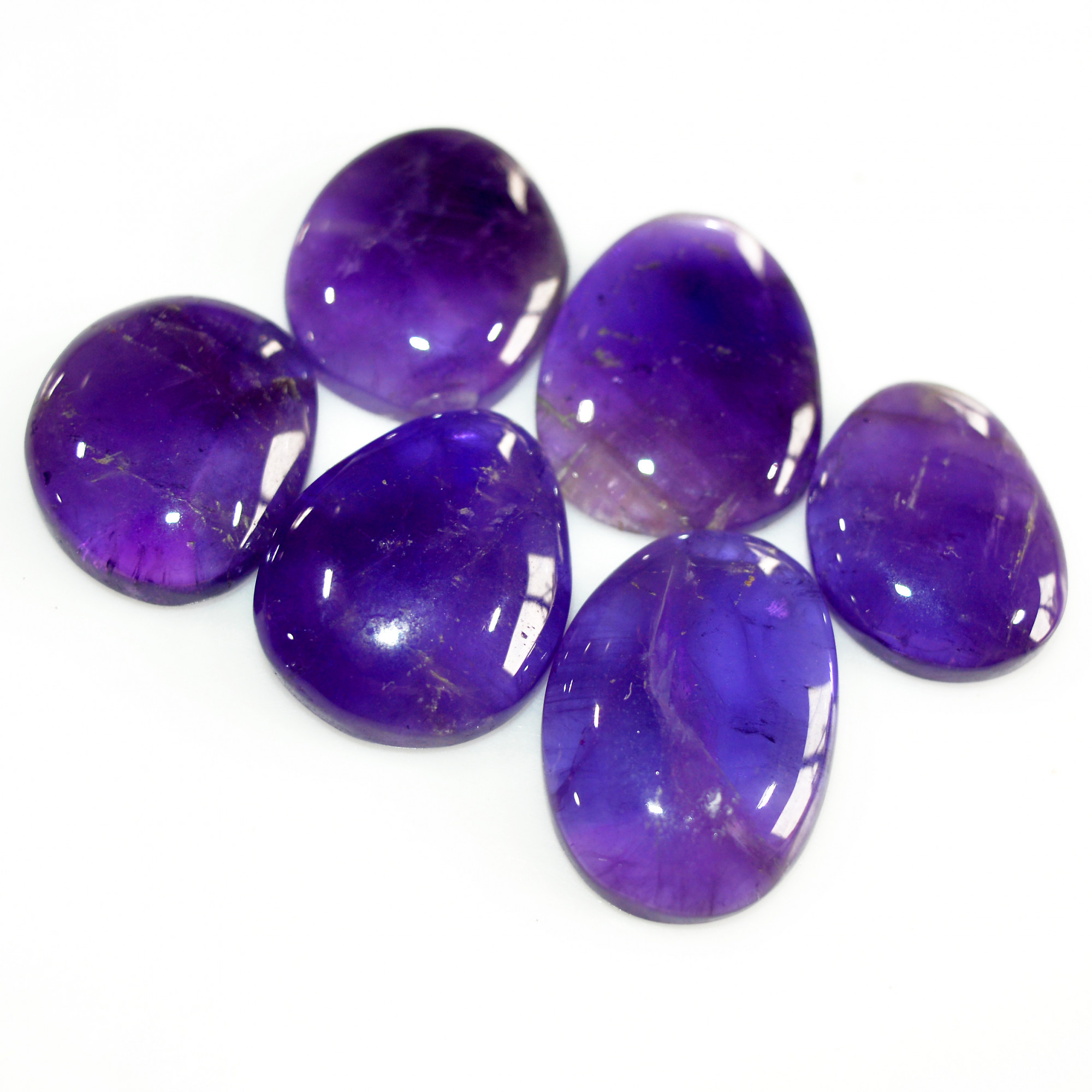 6 Pcs 154 Cts Natural Purple Amethyst Cabochon Loose Semi Precious Wholesale Lot Jewelry Making Wire Wrapping Pendant 22x15 18x14mm 15720