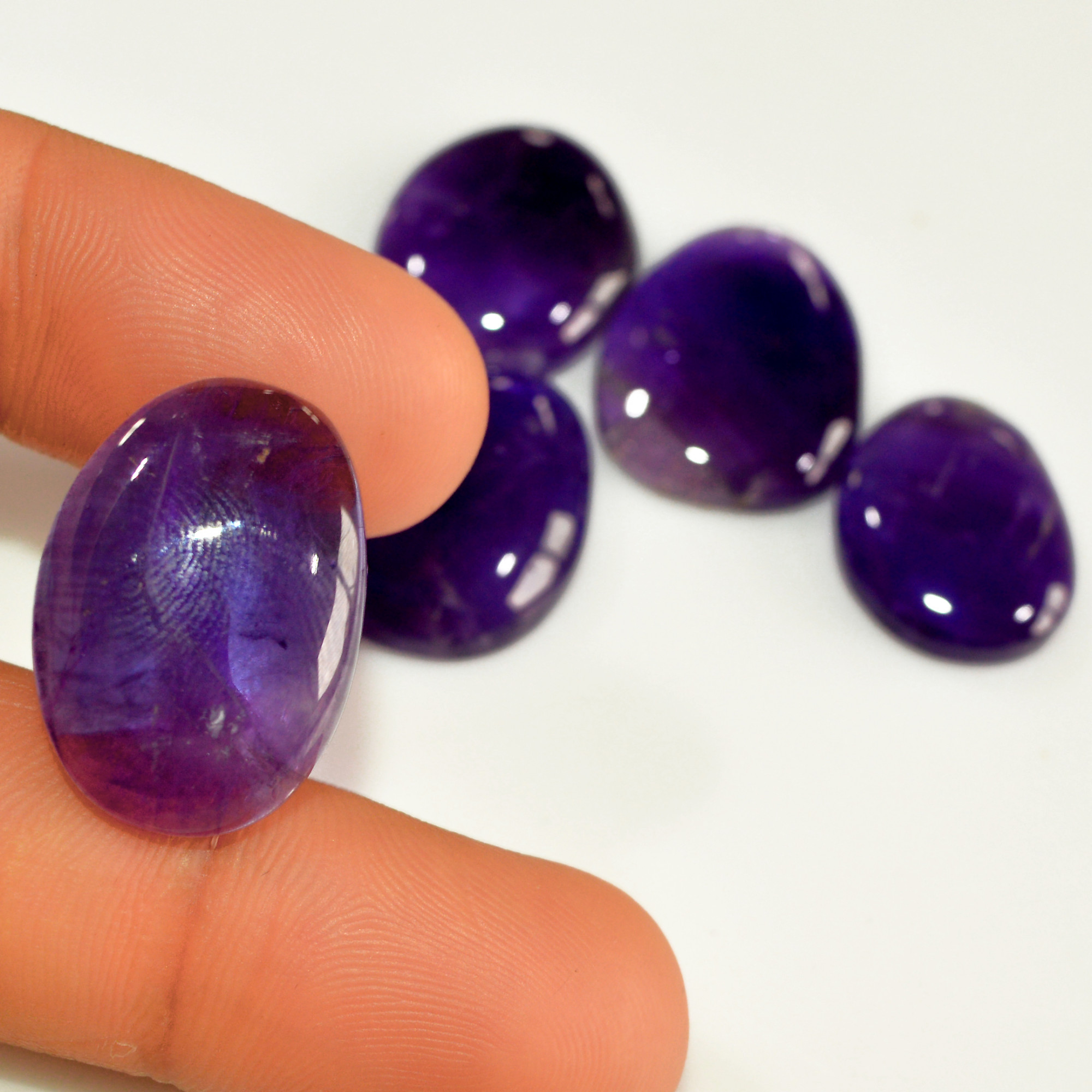 6 Pcs 154 Cts Natural Purple Amethyst Cabochon Loose Semi Precious Wholesale Lot Jewelry Making Wire Wrapping Pendant 22x15 18x14mm 15720