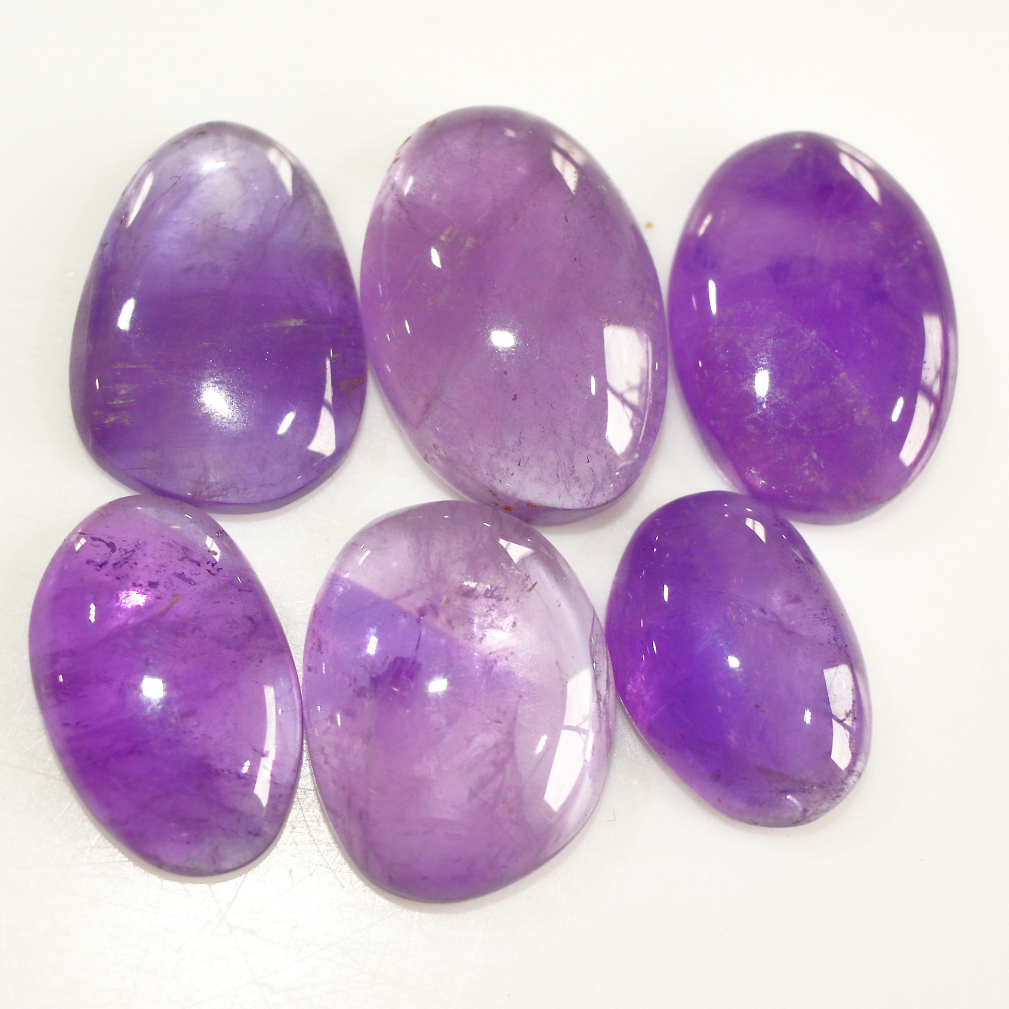 6 Pcs 97 Cts Natural Purple Amethyst Cabochon Loose Semi Precious Wholesale Lot Jewelry Making Wire Wrapping Pendant 21x14 15x10mm 15721