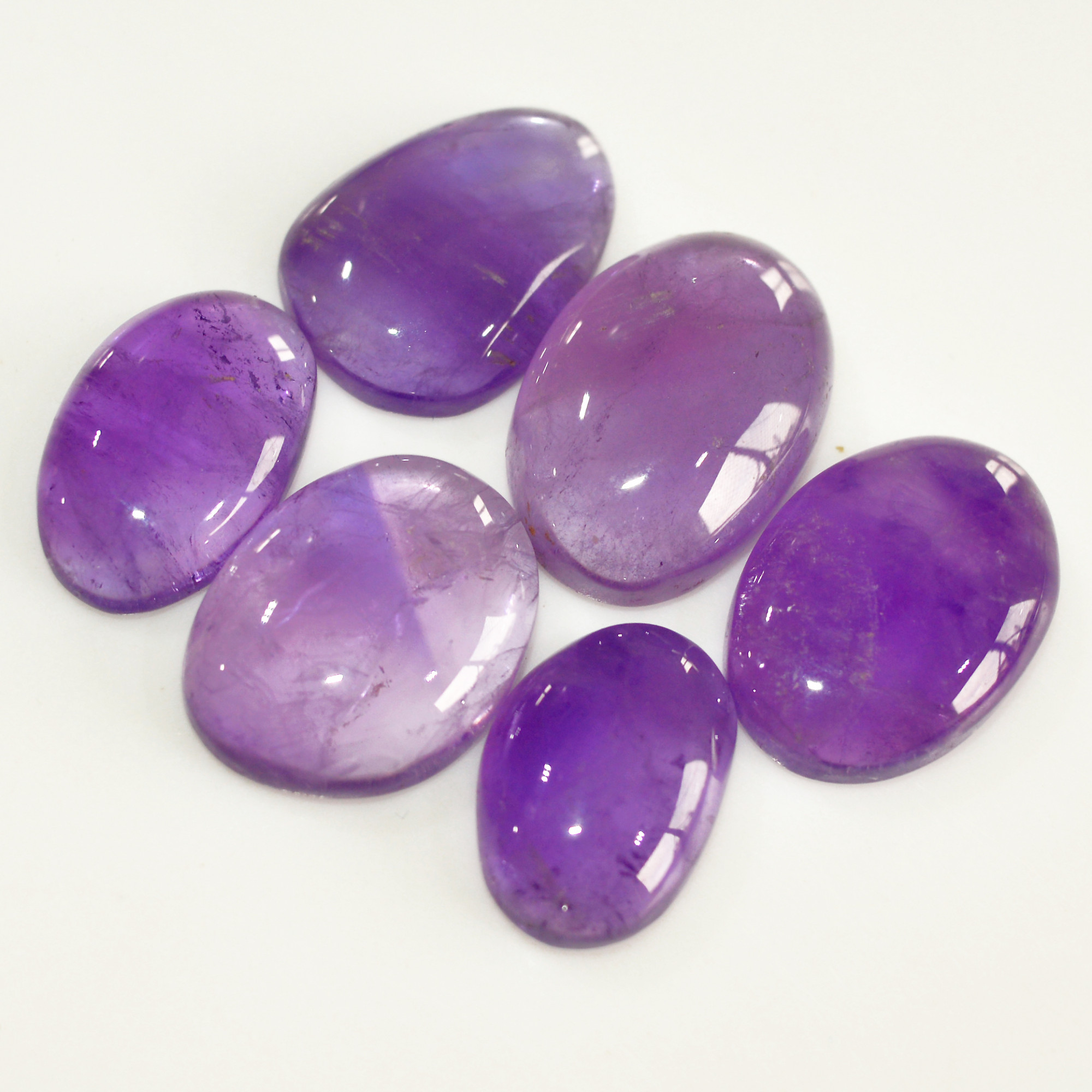 6 Pcs 97 Cts Natural Purple Amethyst Cabochon Loose Semi Precious Wholesale Lot Jewelry Making Wire Wrapping Pendant 21x14 15x10mm 15721