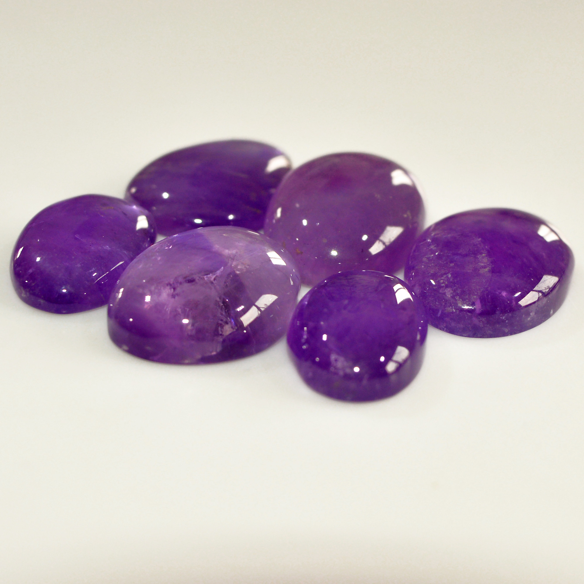 6 Pcs 97 Cts Natural Purple Amethyst Cabochon Loose Semi Precious Wholesale Lot Jewelry Making Wire Wrapping Pendant 21x14 15x10mm 15721