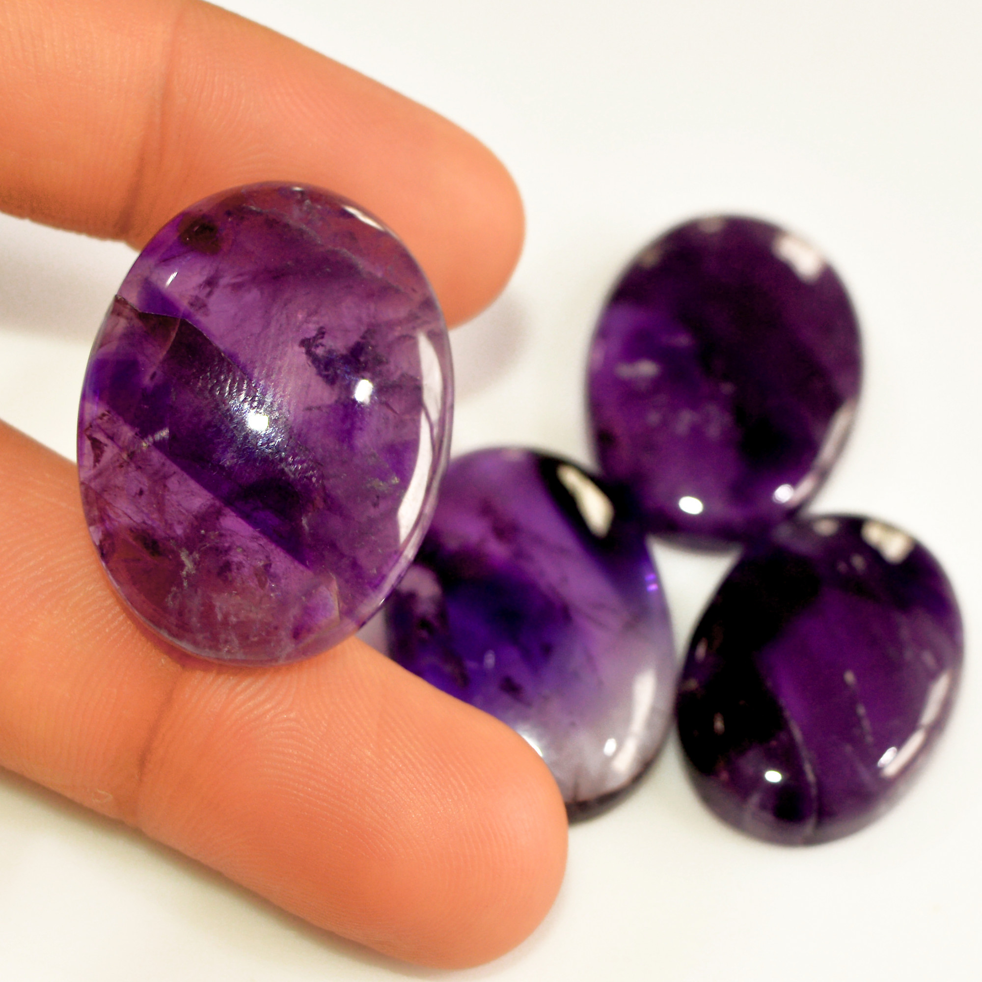 4 Pcs 162 Cts Natural Purple Amethyst Cabochon Loose Semi Precious Wholesale Lot Jewelry Making Wire Wrapping Pendant 30x21 25x18mm 15722