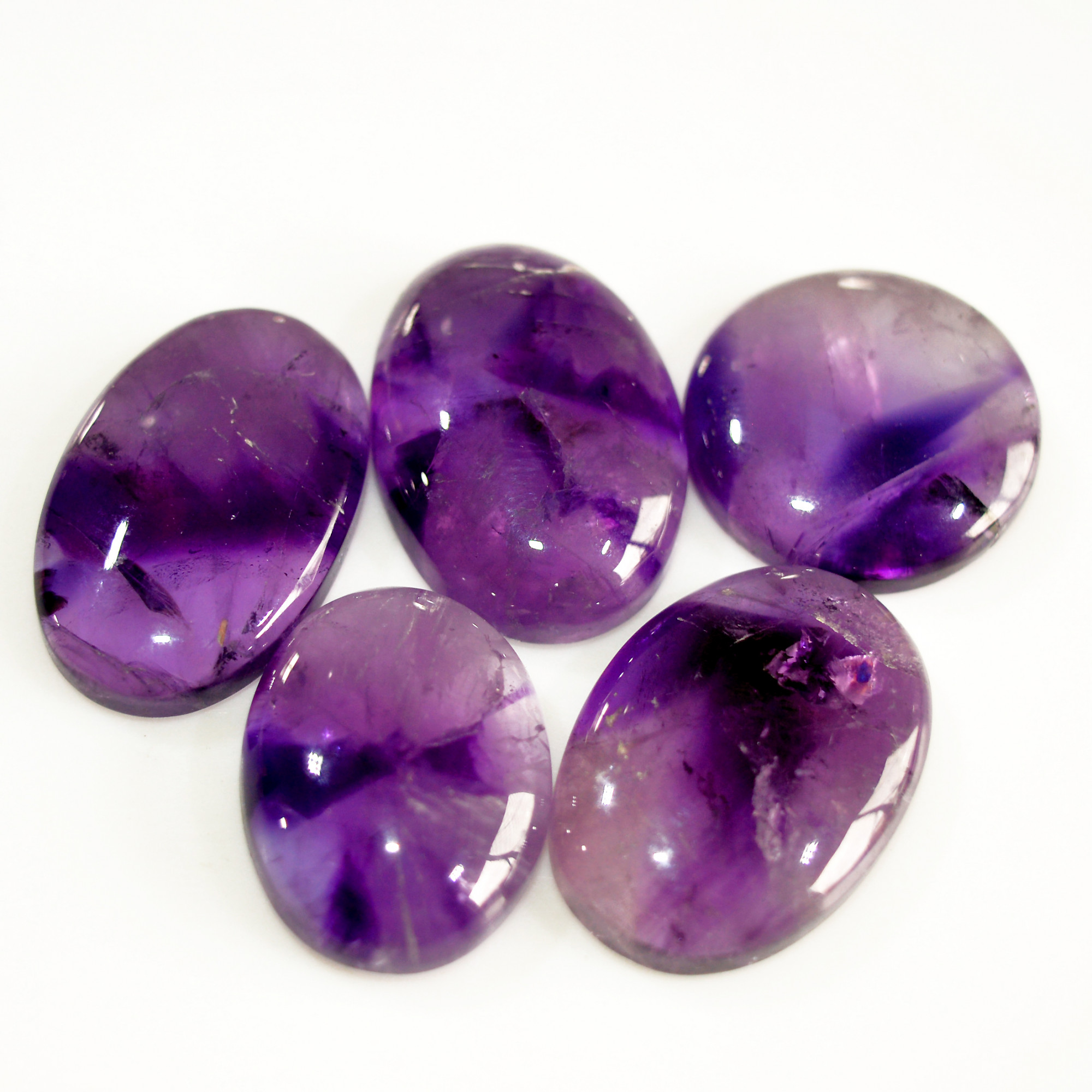 5 Pcs 129 Cts Natural Purple Amethyst Cabochon Loose Semi Precious Wholesale Lot Jewelry Making Wire Wrapping Pendant 25x15 20x15mm 15723