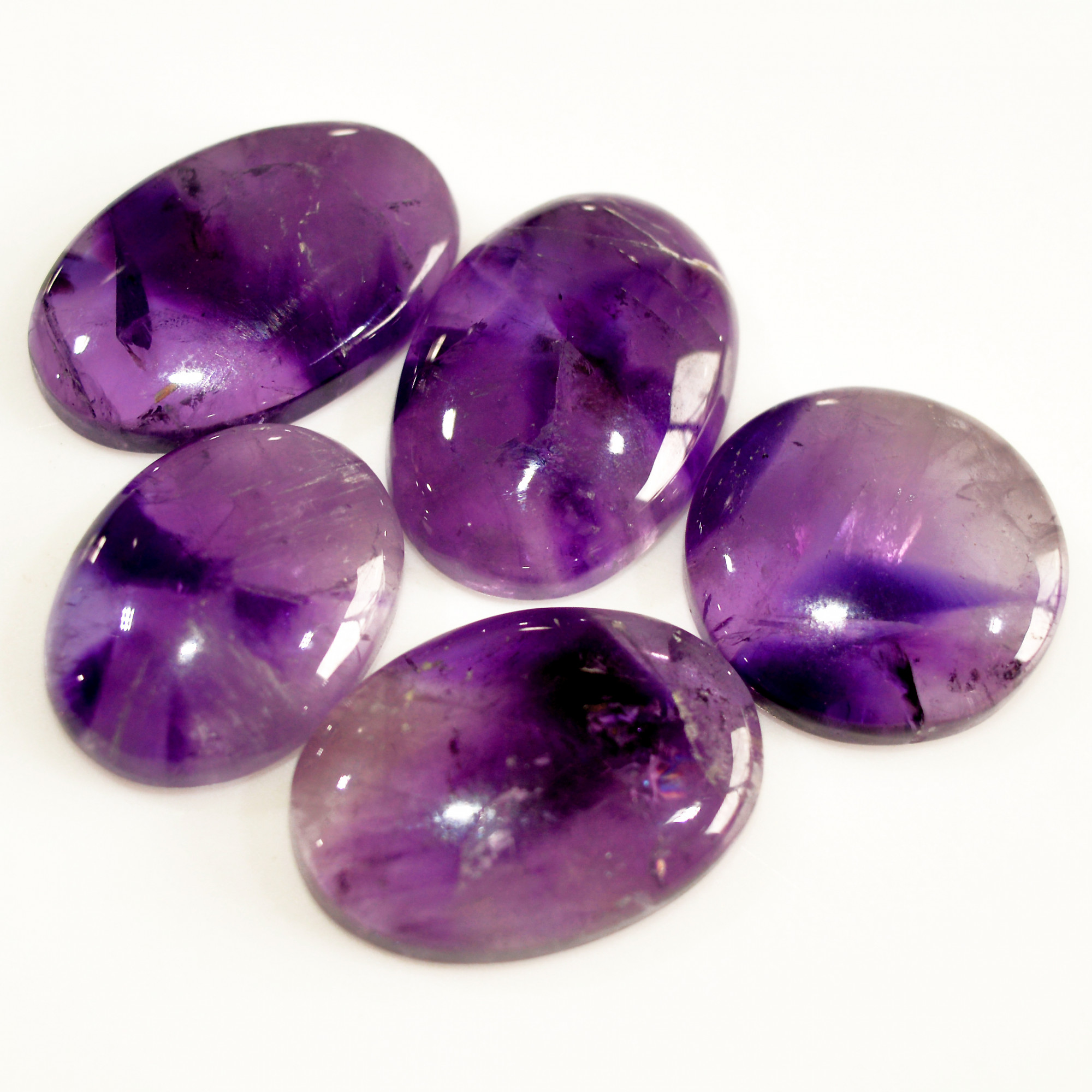 5 Pcs 129 Cts Natural Purple Amethyst Cabochon Loose Semi Precious Wholesale Lot Jewelry Making Wire Wrapping Pendant 25x15 20x15mm 15723