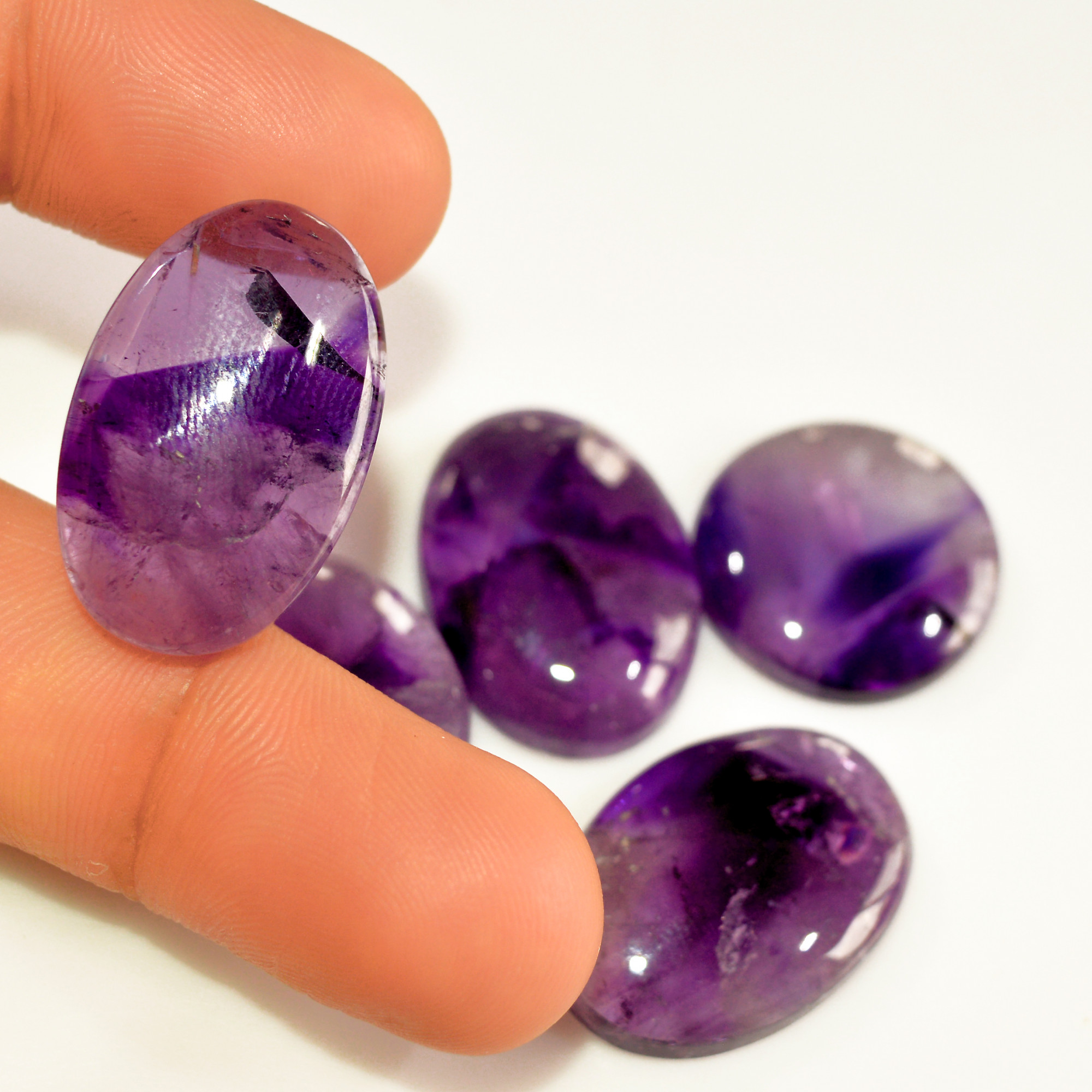 5 Pcs 129 Cts Natural Purple Amethyst Cabochon Loose Semi Precious Wholesale Lot Jewelry Making Wire Wrapping Pendant 25x15 20x15mm 15723