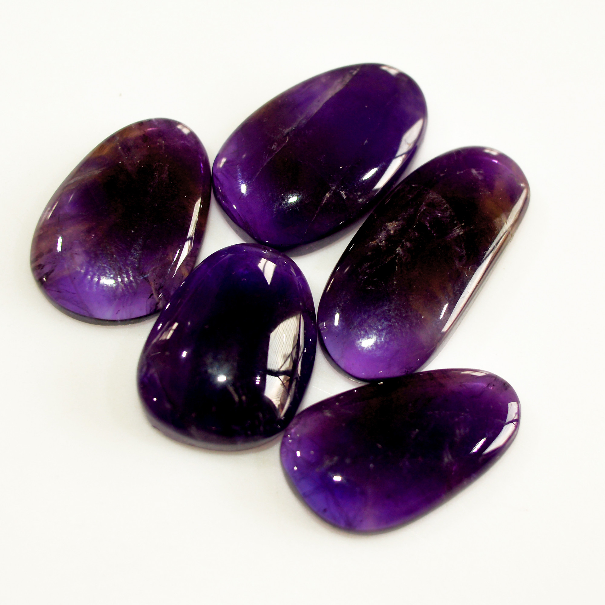 5 Pcs 78 Cts Natural Purple Amethyst Cabochon Loose Semi Precious Wholesale Lot Jewelry Making Wire Wrapping Pendant 26x10 19x14mm 15724