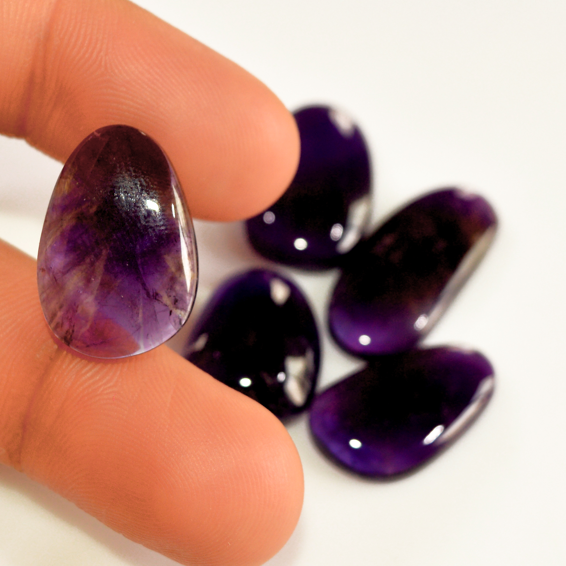 5 Pcs 78 Cts Natural Purple Amethyst Cabochon Loose Semi Precious Wholesale Lot Jewelry Making Wire Wrapping Pendant 26x10 19x14mm 15724