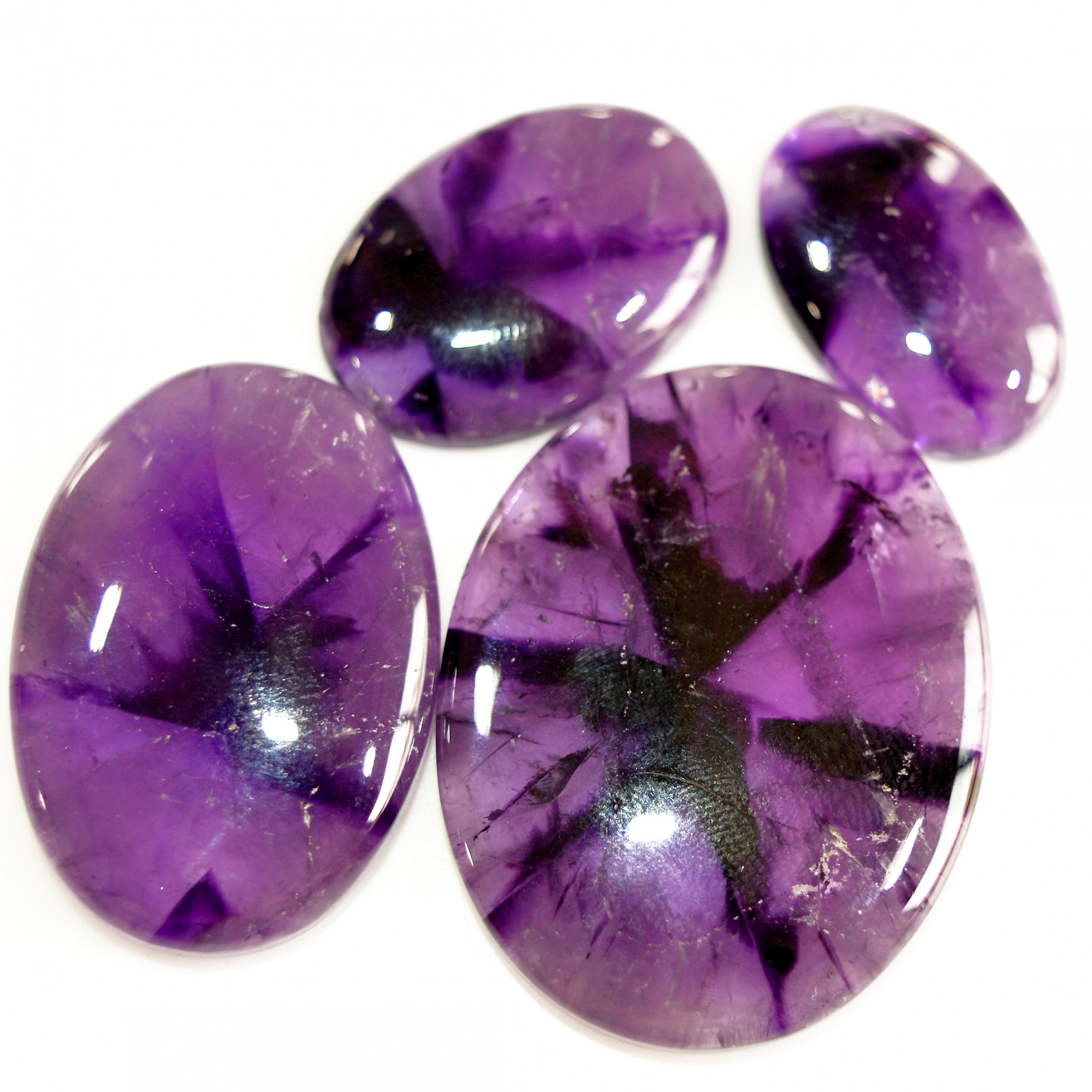4 Pcs 198 Cts Natural Purple Amethyst Cabochon Loose Semi Precious Wholesale Lot Jewelry Making Wire Wrapping Pendant 42x31 25x15mm 15725