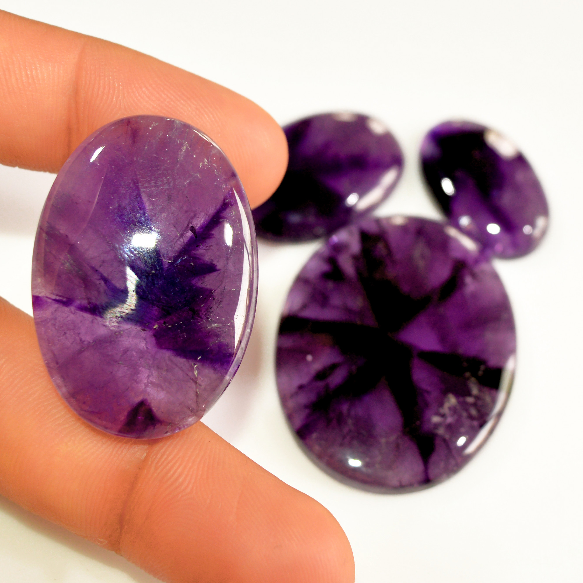 4 Pcs 198 Cts Natural Purple Amethyst Cabochon Loose Semi Precious Wholesale Lot Jewelry Making Wire Wrapping Pendant 42x31 25x15mm 15725