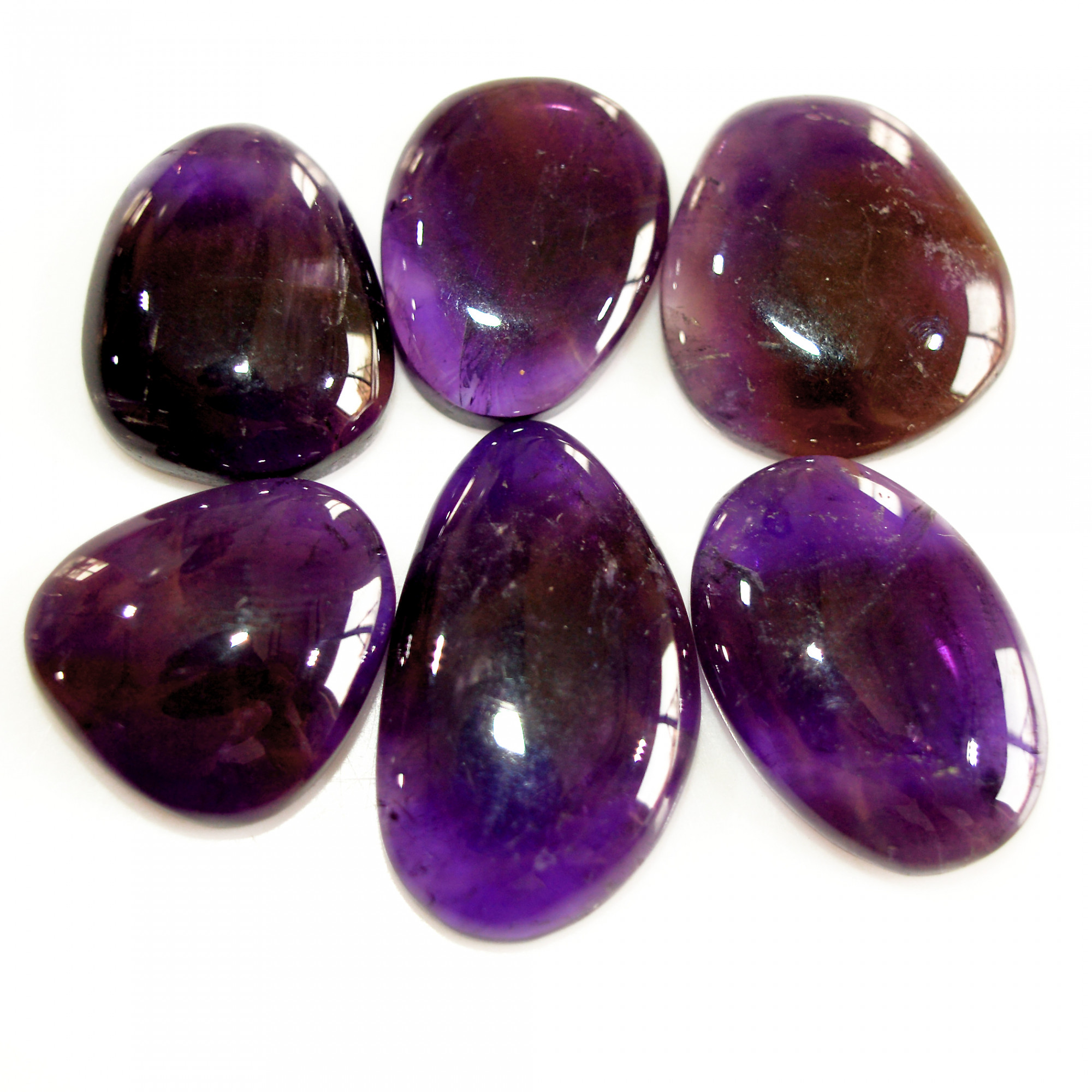 6 Pcs 138 Cts Natural Purple Amethyst Cabochon Loose Semi Precious Wholesale Lot Jewelry Making Wire Wrapping Pendant 29x15 19x16mm 15726