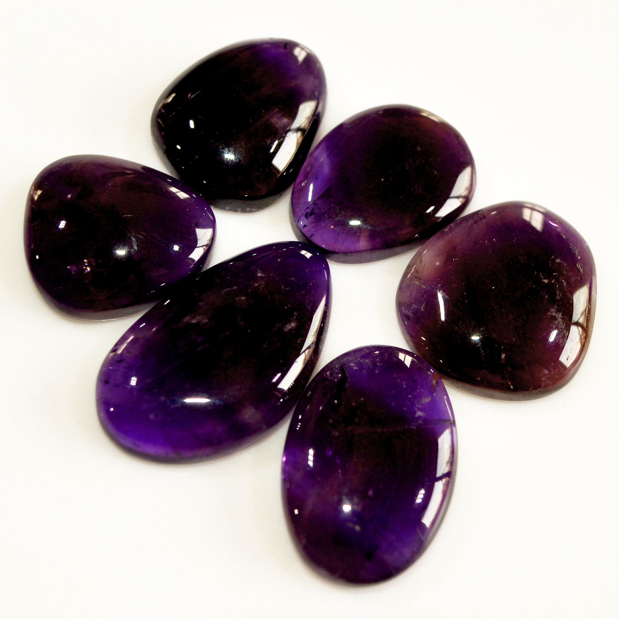 6 Pcs 138 Cts Natural Purple Amethyst Cabochon Loose Semi Precious Wholesale Lot Jewelry Making Wire Wrapping Pendant 29x15 19x16mm 15726