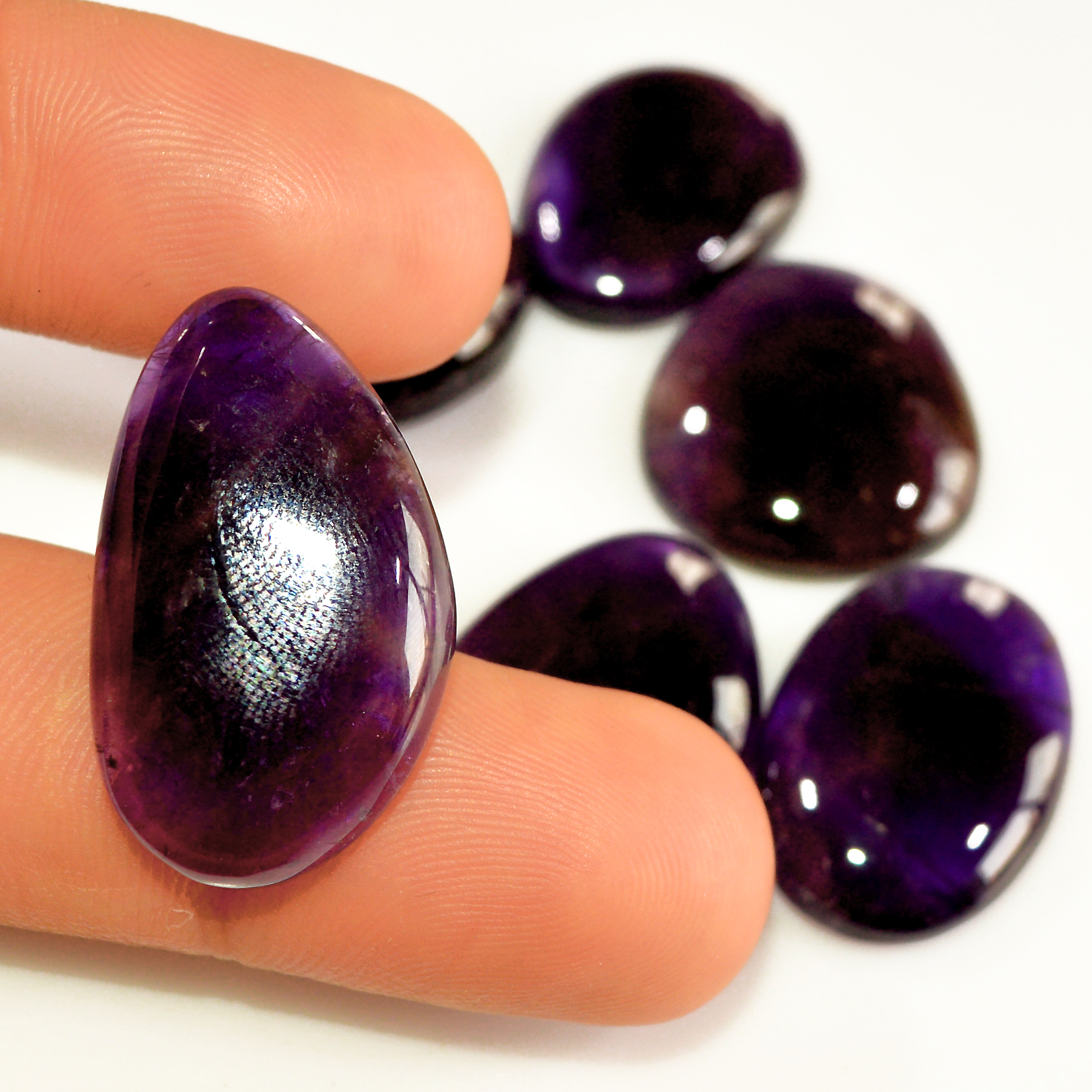 6 Pcs 138 Cts Natural Purple Amethyst Cabochon Loose Semi Precious Wholesale Lot Jewelry Making Wire Wrapping Pendant 29x15 19x16mm 15726