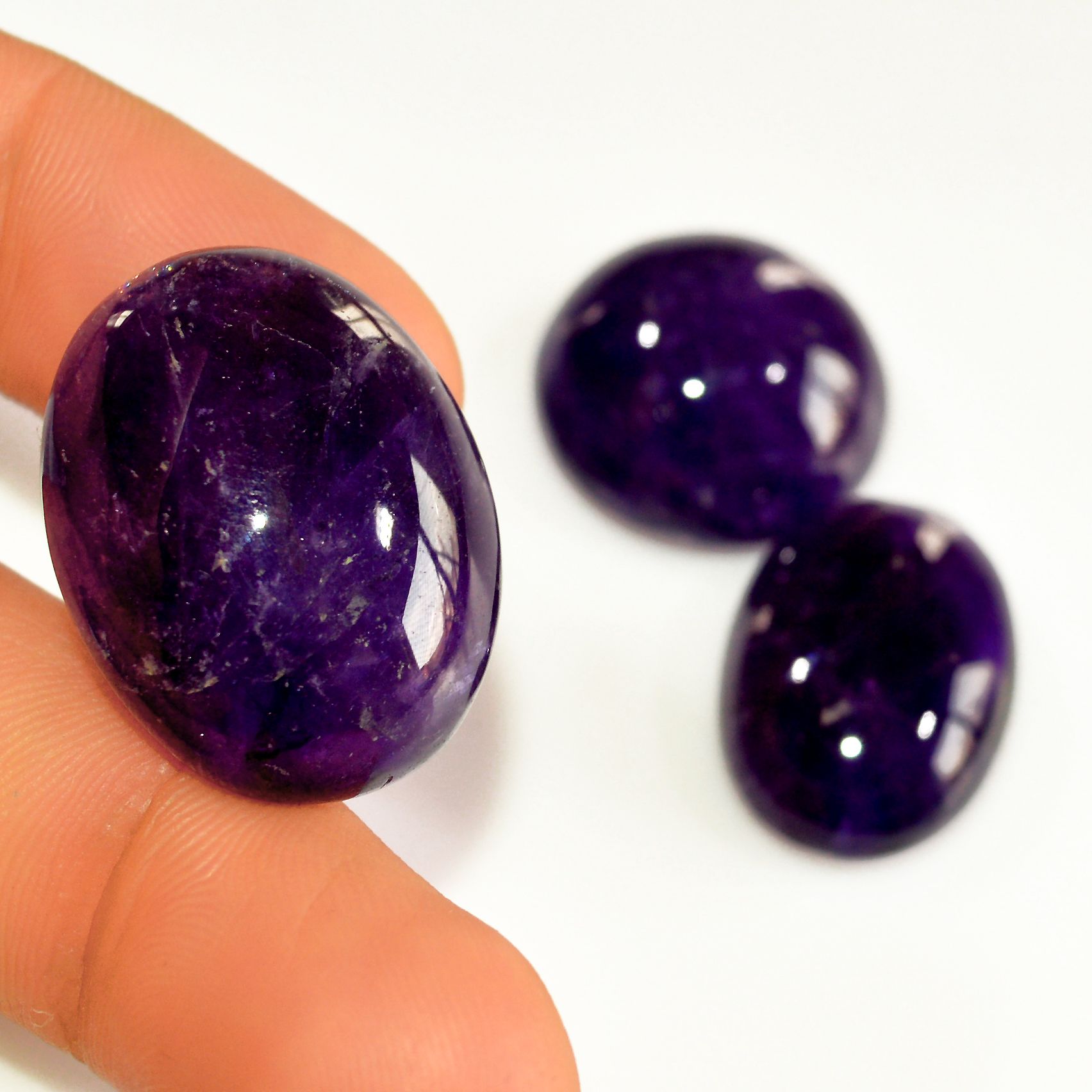 3 Pcs 117 Cts Natural Purple Amethyst Cabochon Loose Semi Precious Wholesale Lot Jewelry Making Wire Wrapping Pendant 27x20 20x20mm 15727