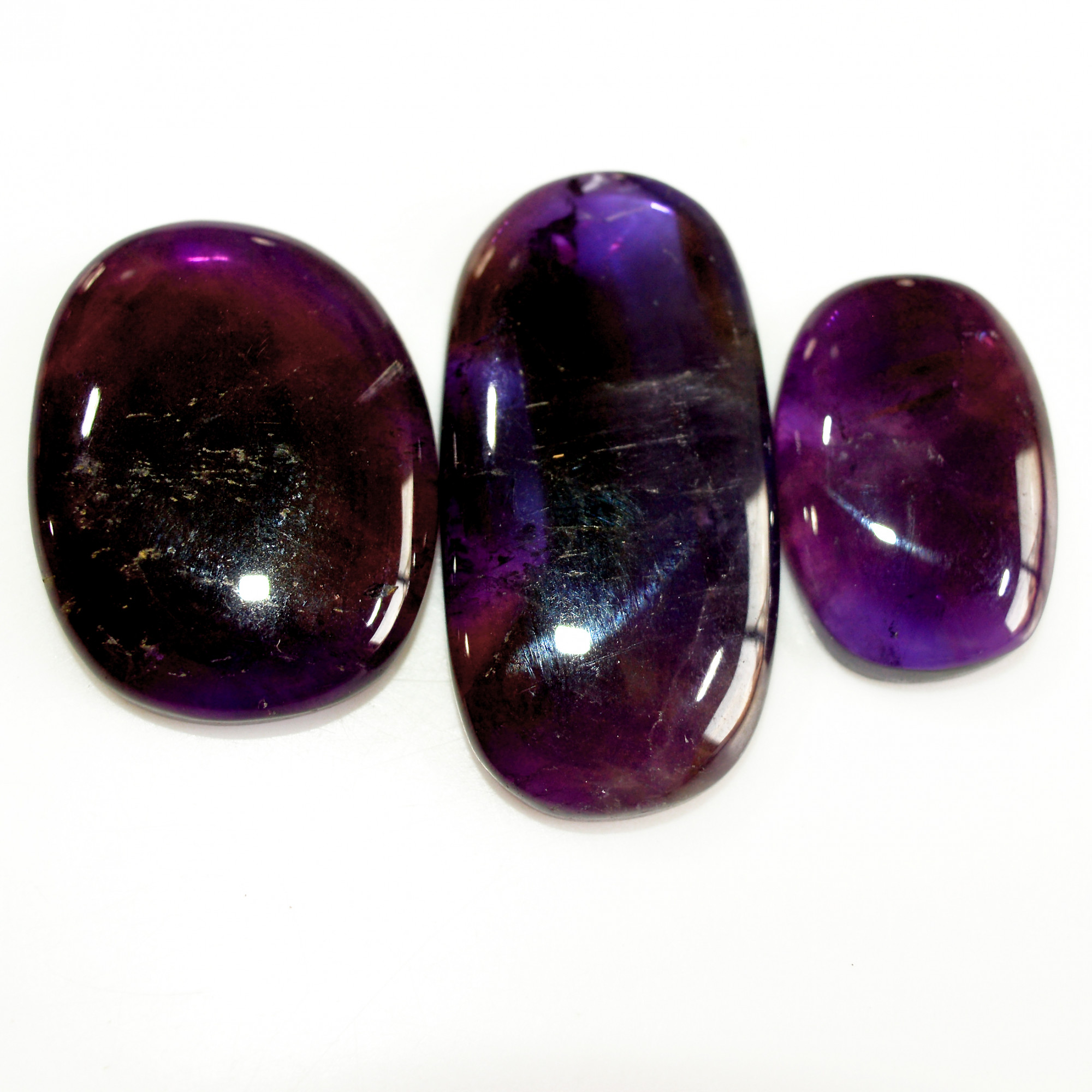 3 Pcs 146 Cts Natural Purple Amethyst Cabochon Loose Semi Precious Wholesale Lot Jewelry Making Wire Wrapping Pendant 40x20 25x16mm 15728