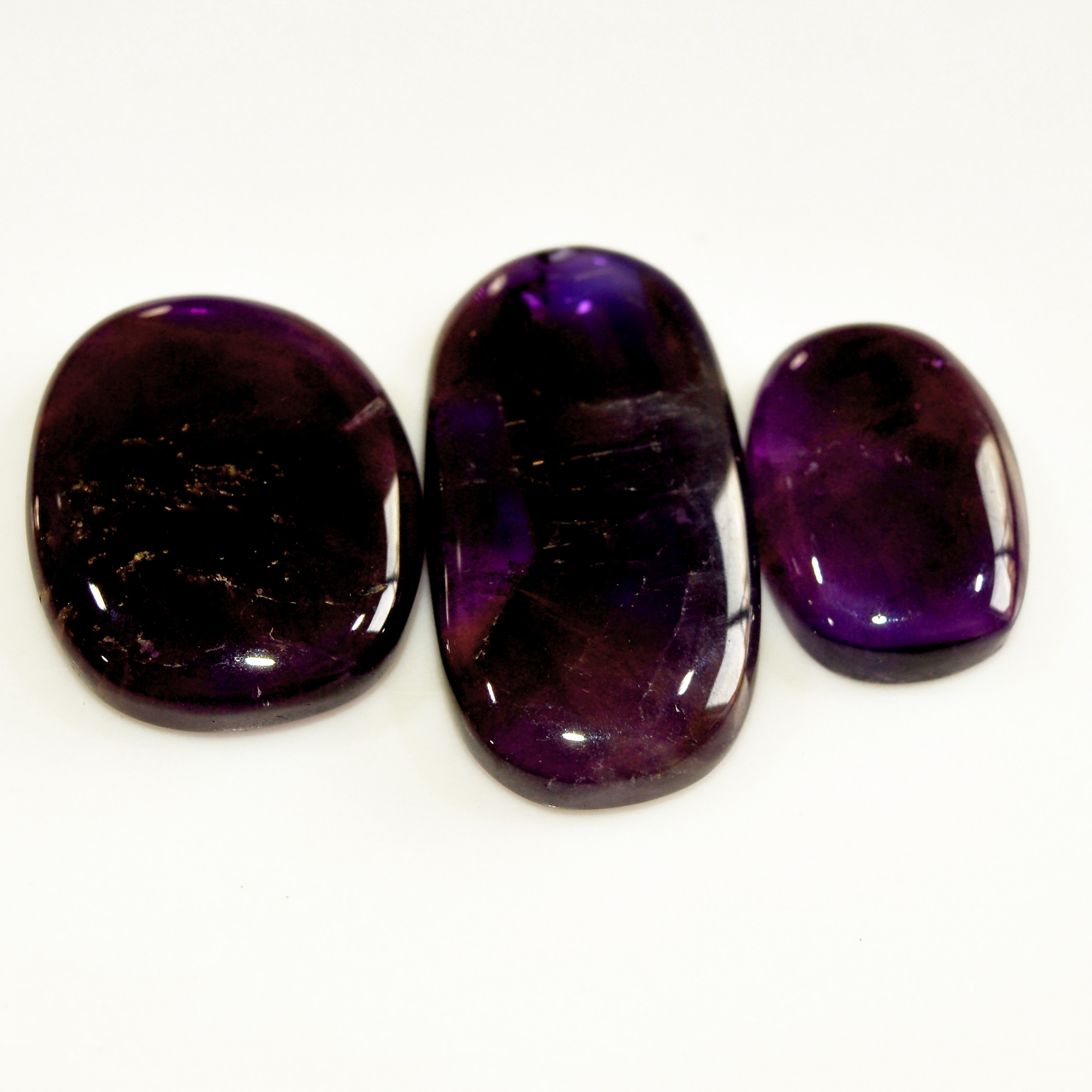 3 Pcs 146 Cts Natural Purple Amethyst Cabochon Loose Semi Precious Wholesale Lot Jewelry Making Wire Wrapping Pendant 40x20 25x16mm 15728