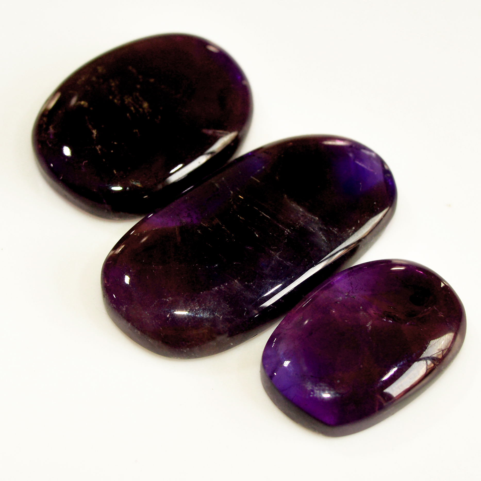 3 Pcs 146 Cts Natural Purple Amethyst Cabochon Loose Semi Precious Wholesale Lot Jewelry Making Wire Wrapping Pendant 40x20 25x16mm 15728