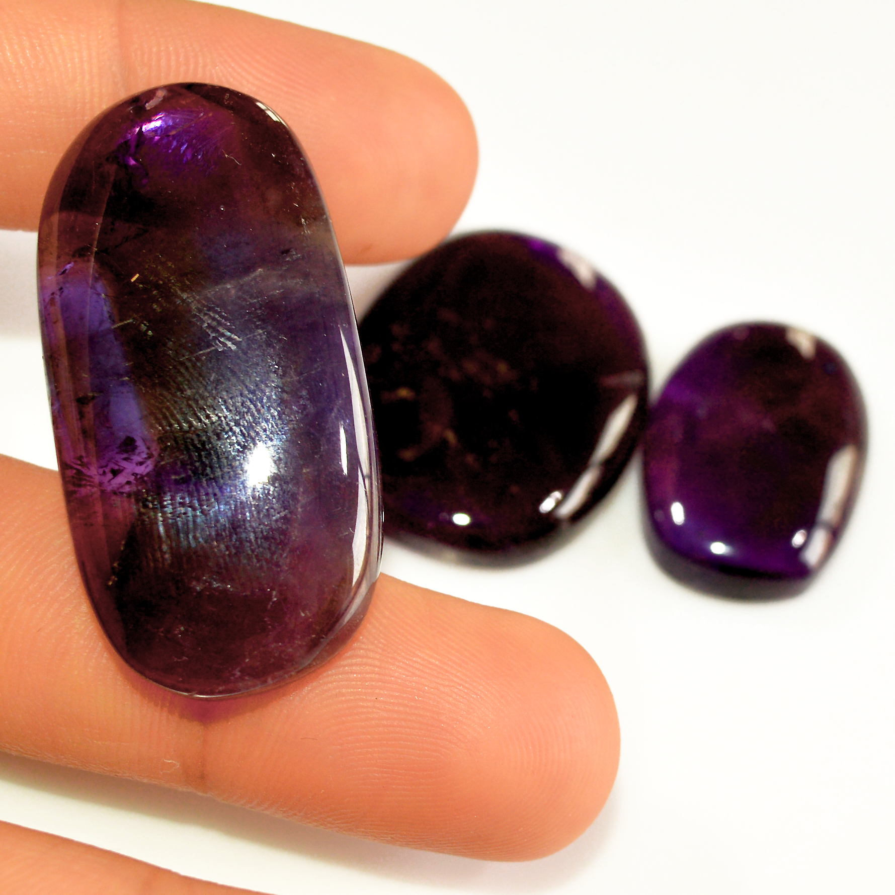 3 Pcs 146 Cts Natural Purple Amethyst Cabochon Loose Semi Precious Wholesale Lot Jewelry Making Wire Wrapping Pendant 40x20 25x16mm 15728