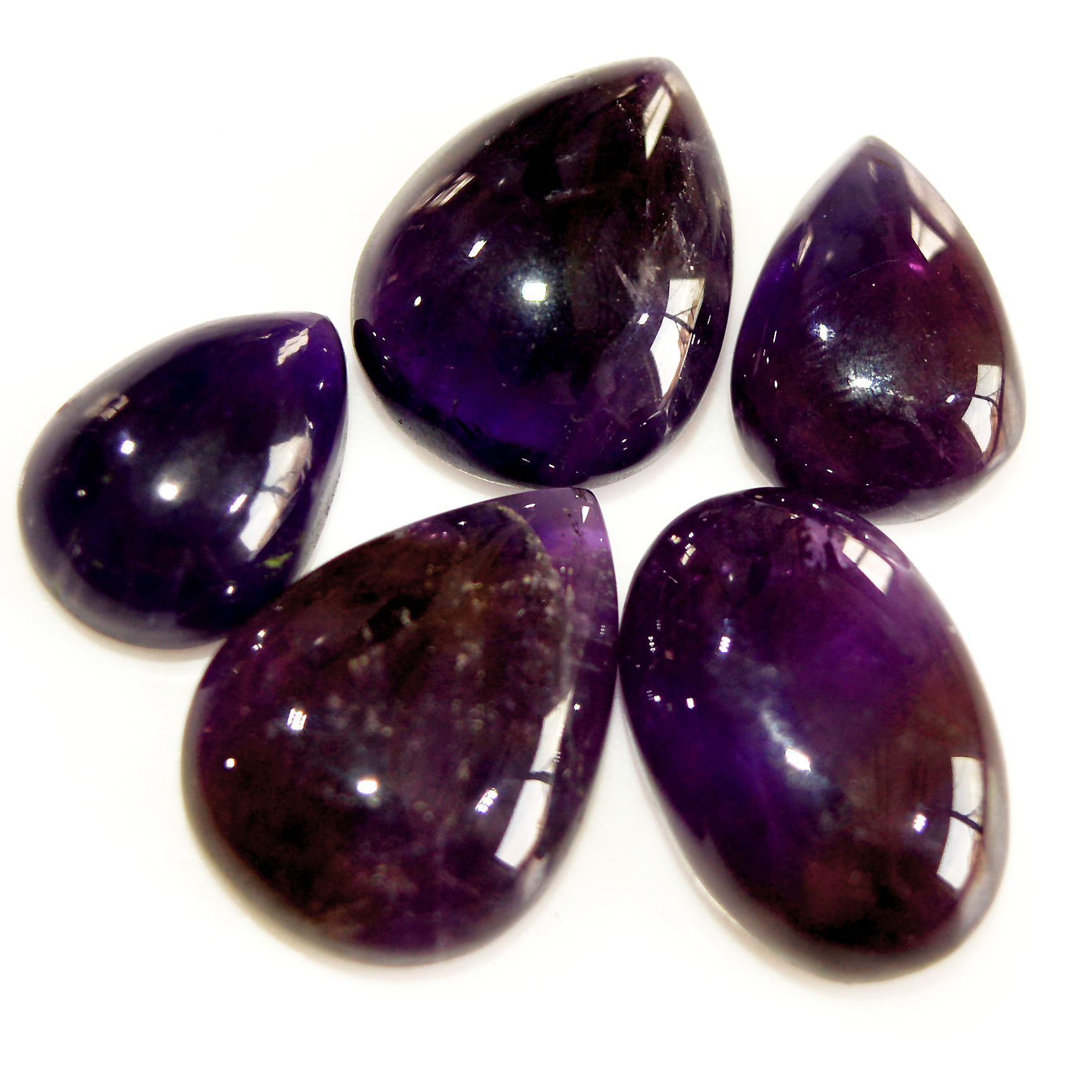 5 Pcs 71 Cts Natural Purple Amethyst Cabochon Loose Semi Precious Wholesale Lot Jewelry Making Wire Wrapping Pendant 20x12 15x10mm 15729