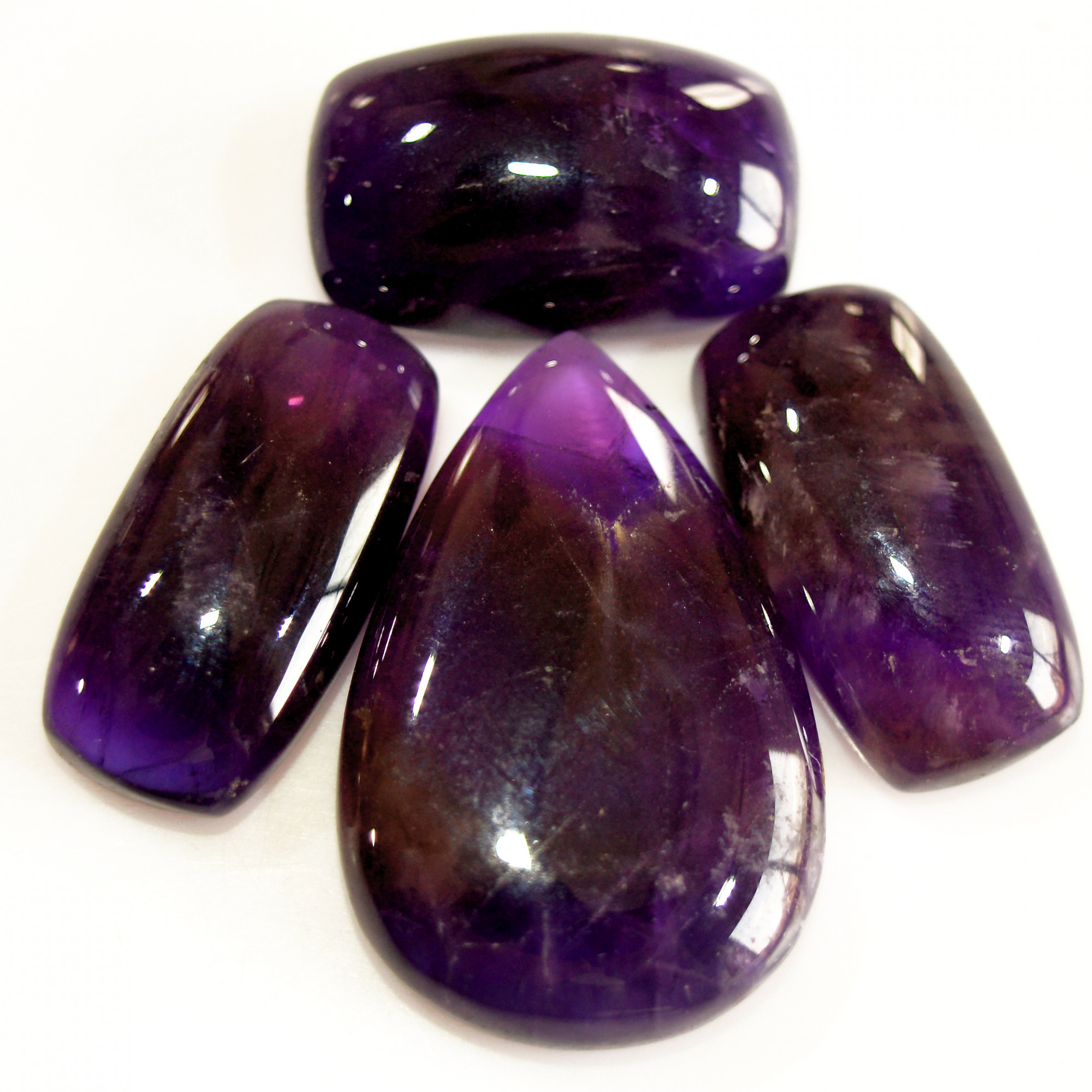 4 Pcs 119 Cts Natural Purple Amethyst Cabochon Loose Semi Precious Wholesale Lot Jewelry Making Wire Wrapping Pendant 33x20 22x13mm 15730