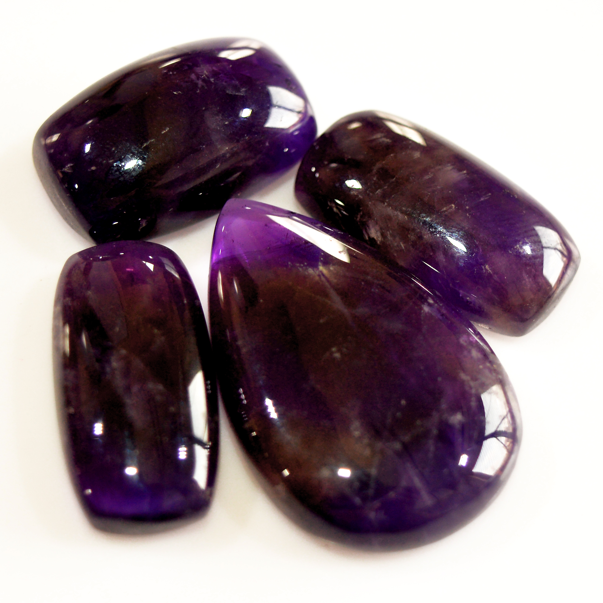 4 Pcs 119 Cts Natural Purple Amethyst Cabochon Loose Semi Precious Wholesale Lot Jewelry Making Wire Wrapping Pendant 33x20 22x13mm 15730