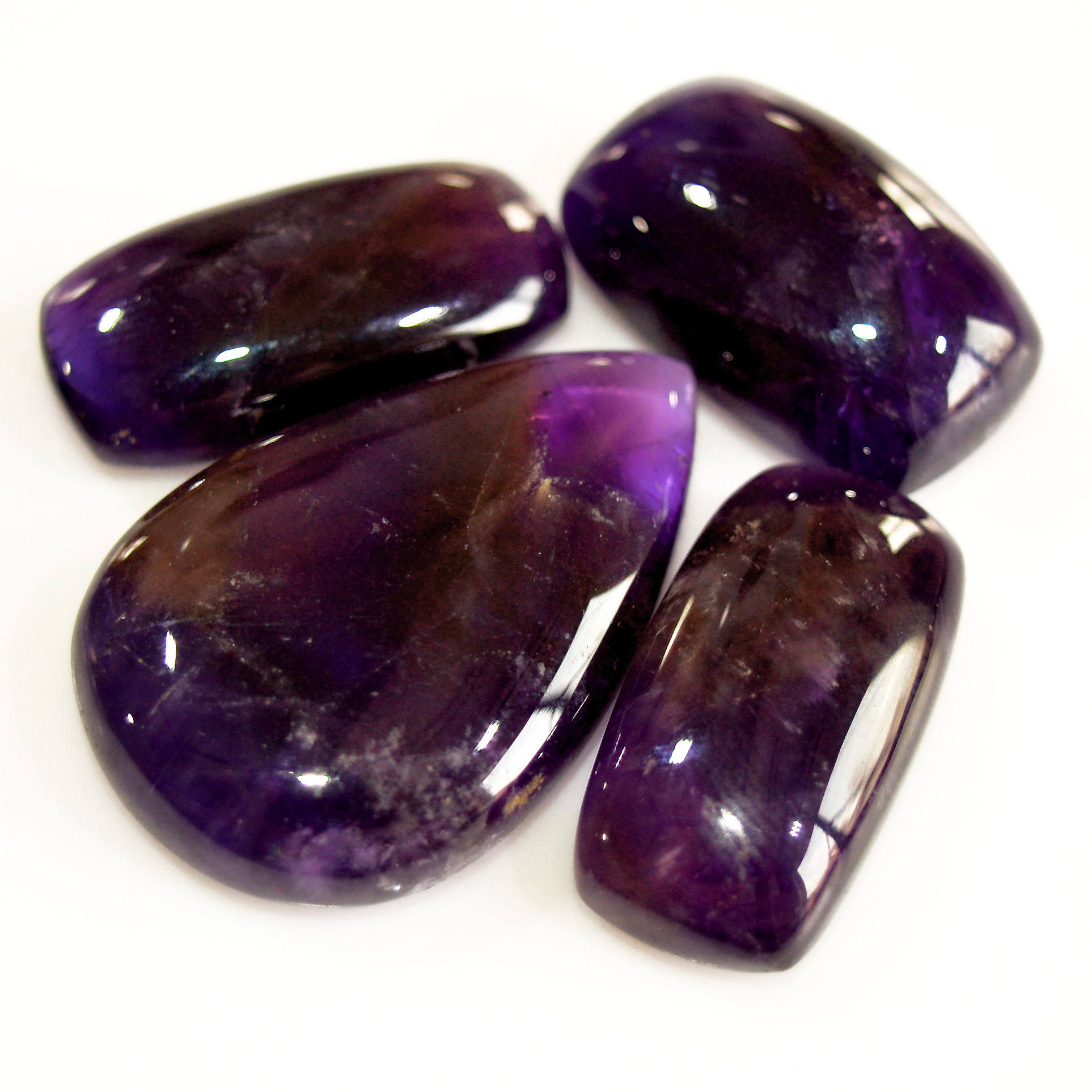 4 Pcs 119 Cts Natural Purple Amethyst Cabochon Loose Semi Precious Wholesale Lot Jewelry Making Wire Wrapping Pendant 33x20 22x13mm 15730